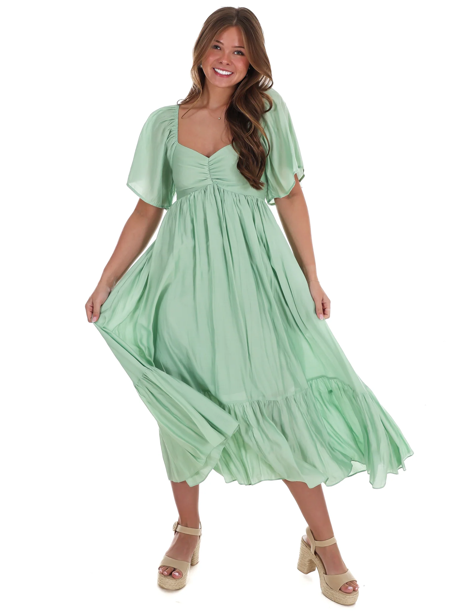 Flattering Flowy Smocked Midi Dress - Image 13