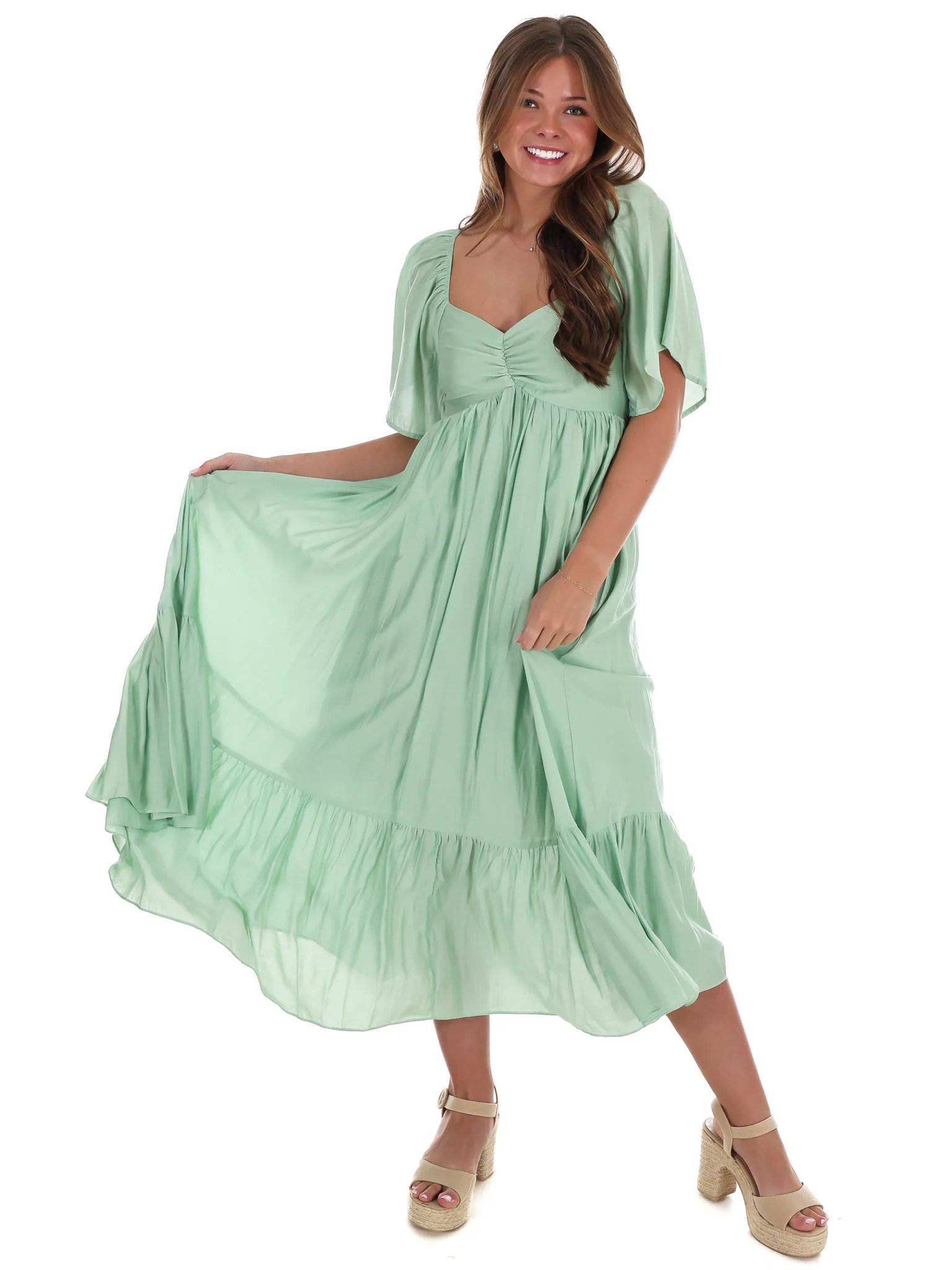 Flattering Flowy Smocked Midi Dress - Image 14