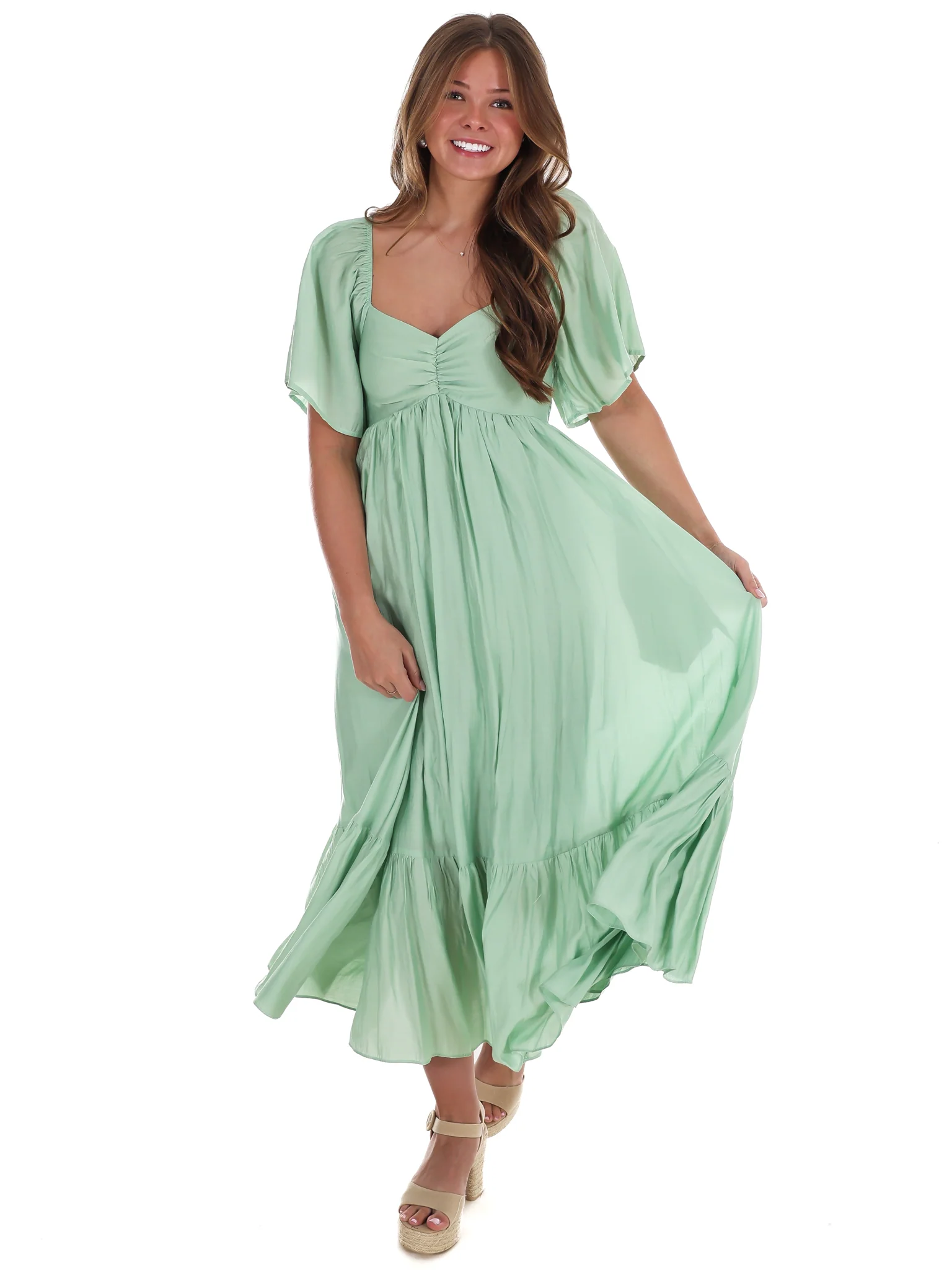 Flattering Flowy Smocked Midi Dress - Image 15