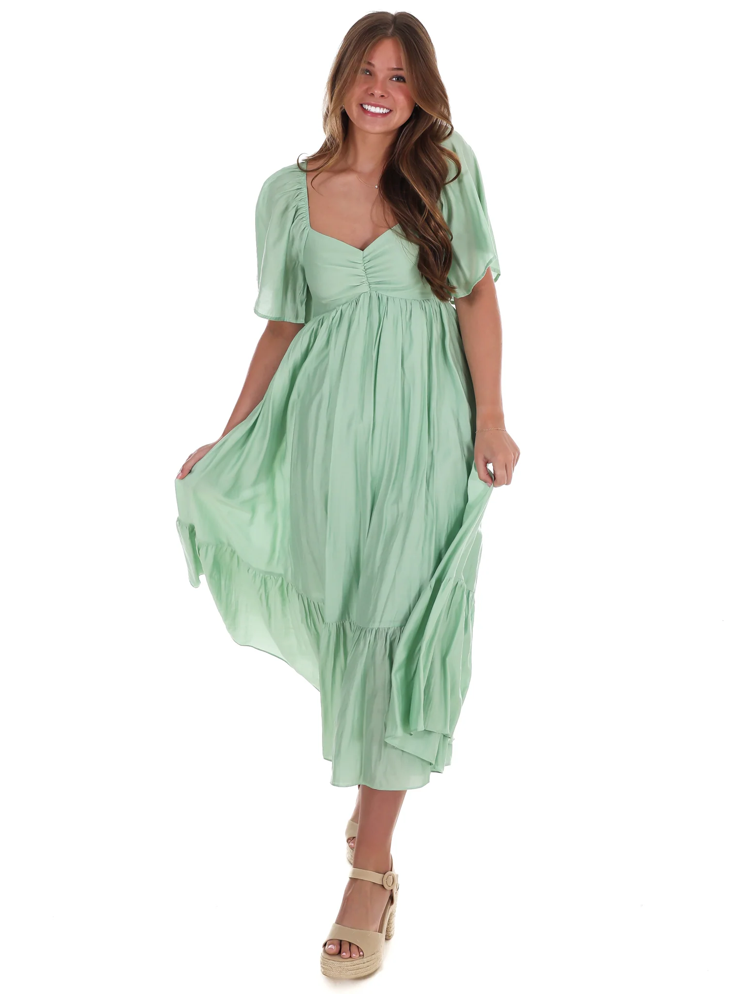 Flattering Flowy Smocked Midi Dress - Image 17