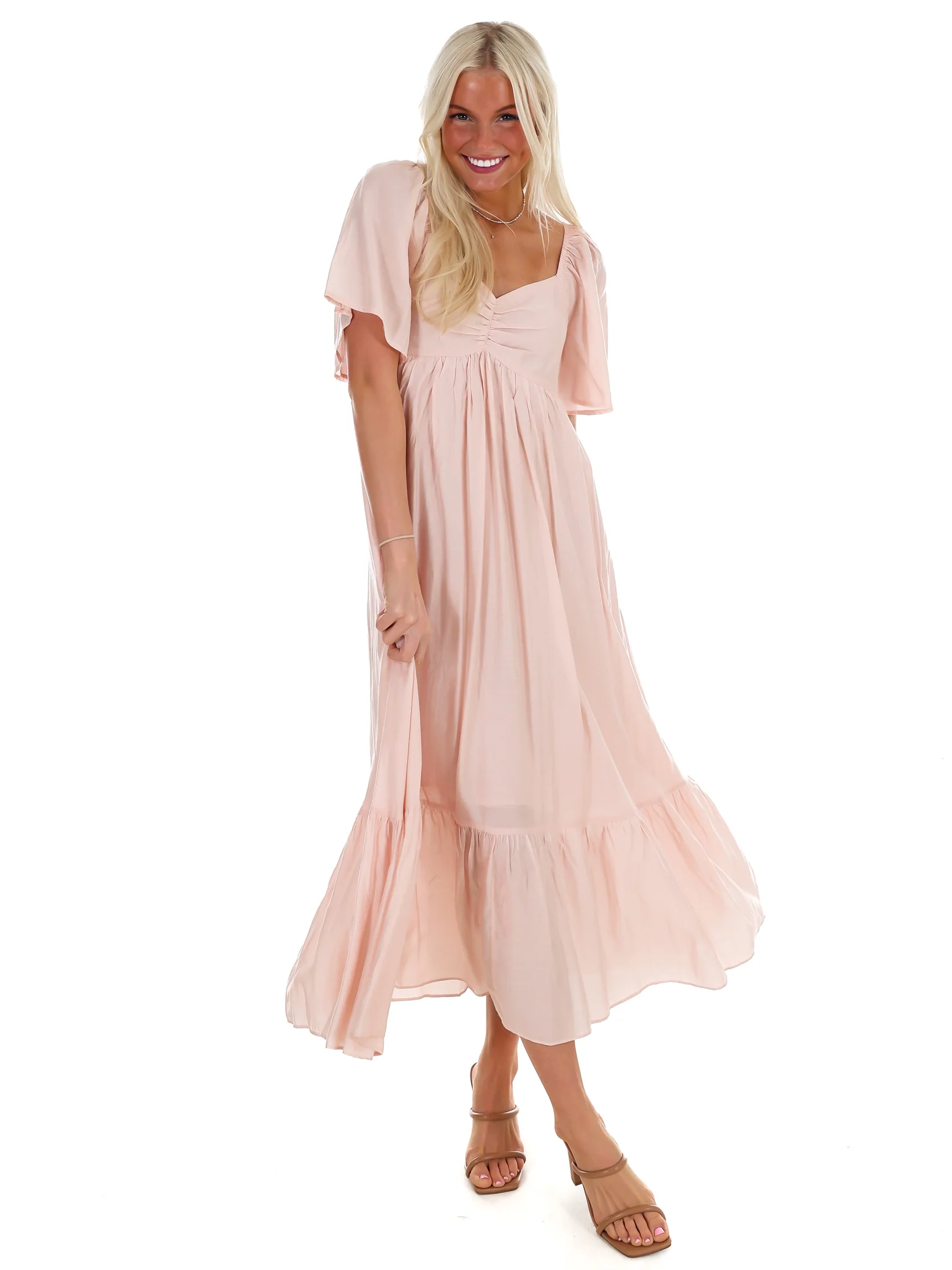 Flattering Flowy Smocked Midi Dress - Image 4
