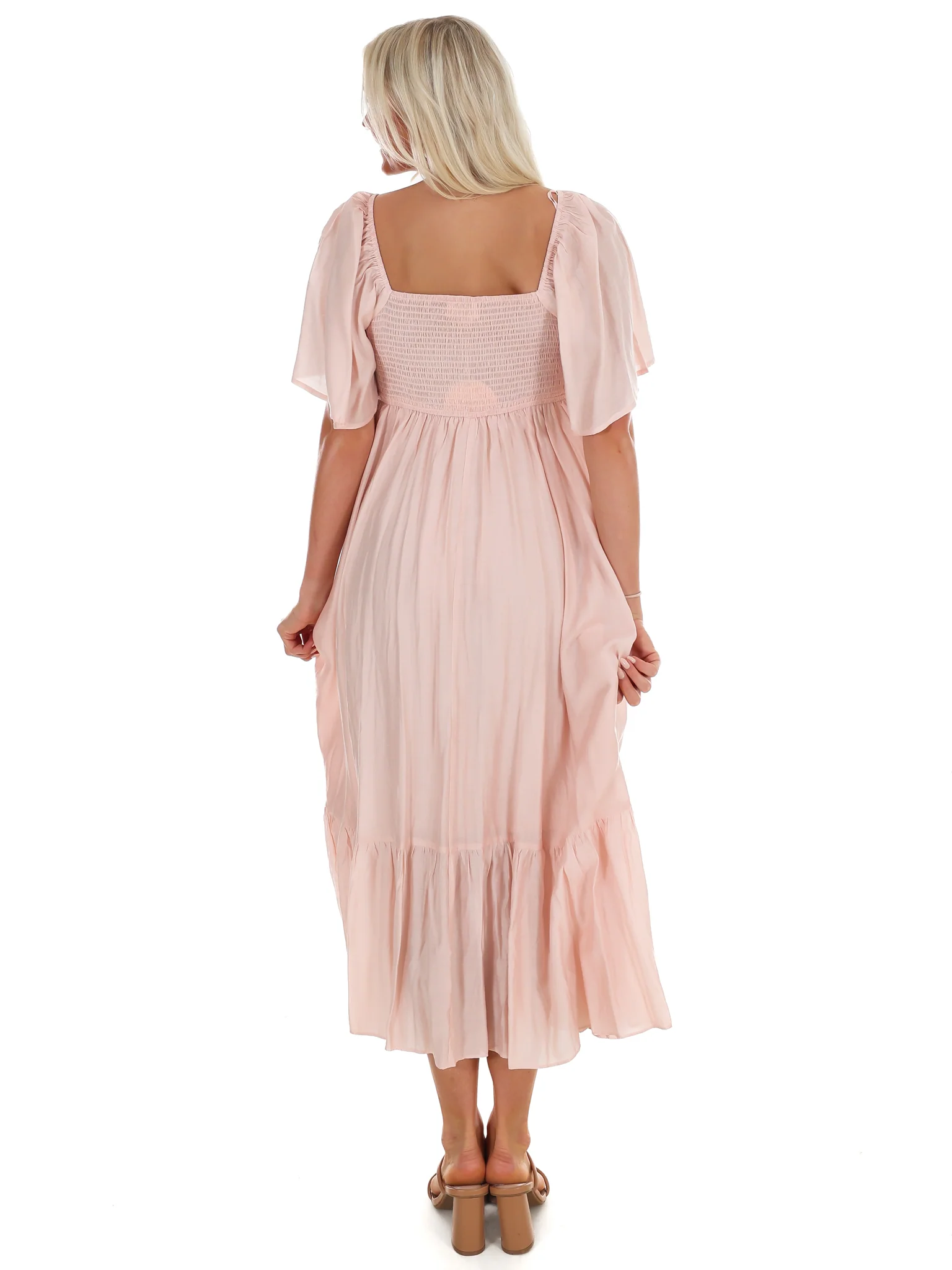 Flattering Flowy Smocked Midi Dress - Image 9