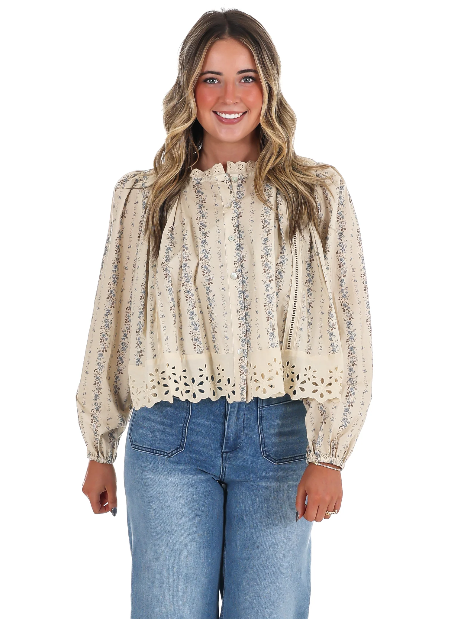 Floral Fields Lace Trim Top - Image 3