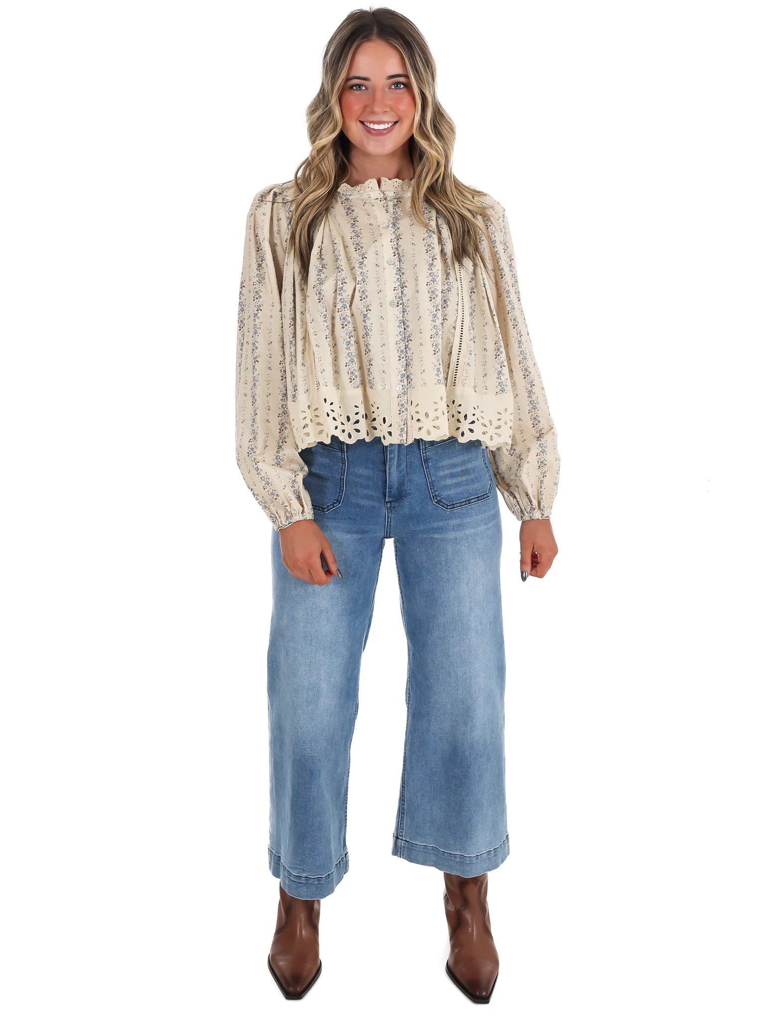 Floral Fields Lace Trim Top - Image 4
