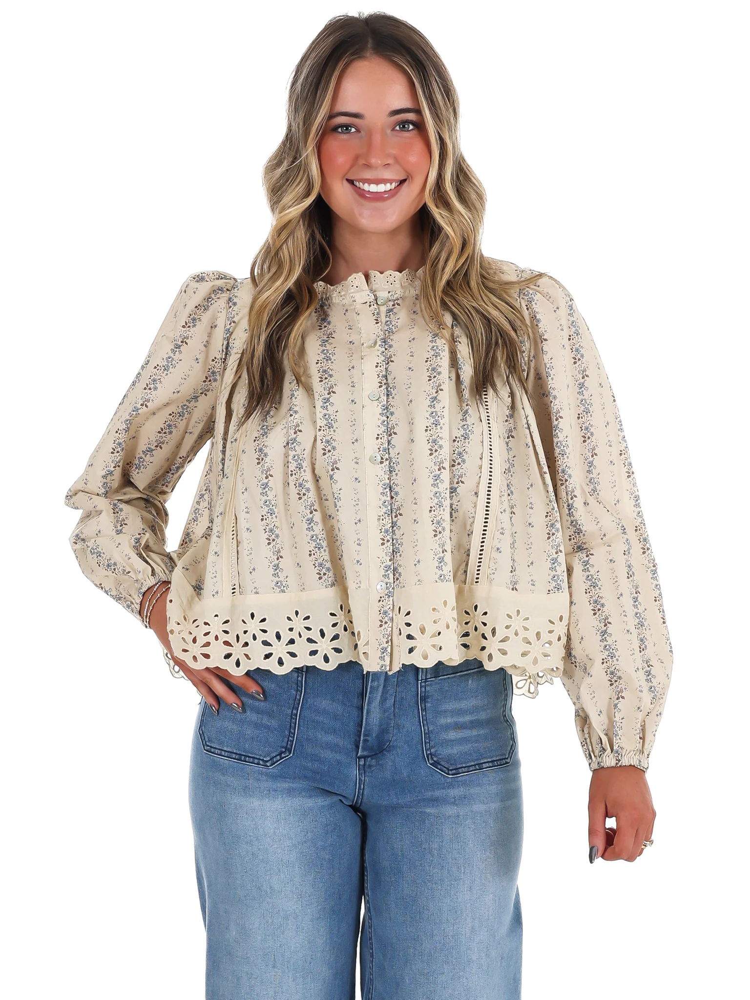 Floral Fields Lace Trim Top - Image 5