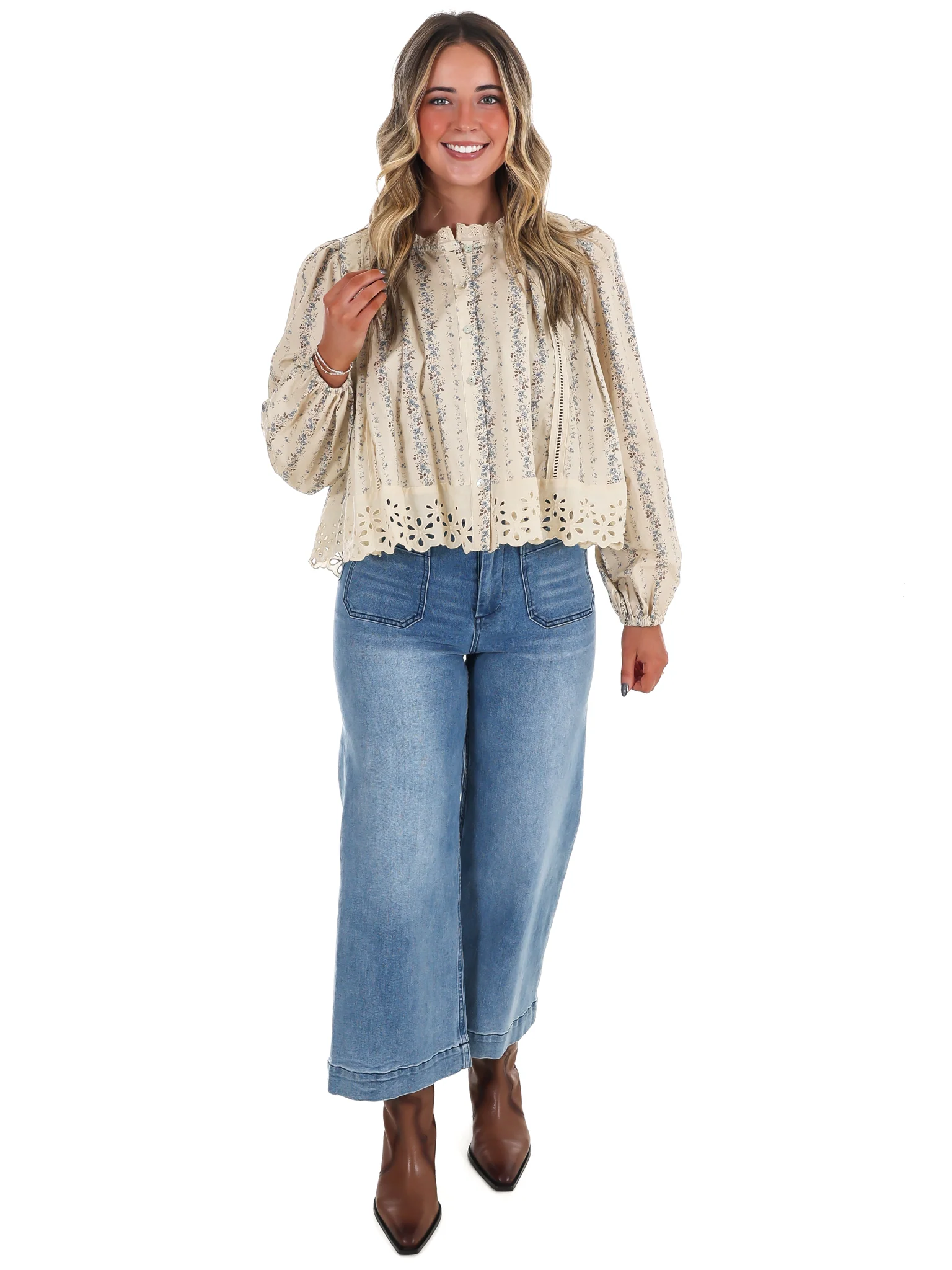 Floral Fields Lace Trim Top - Image 6