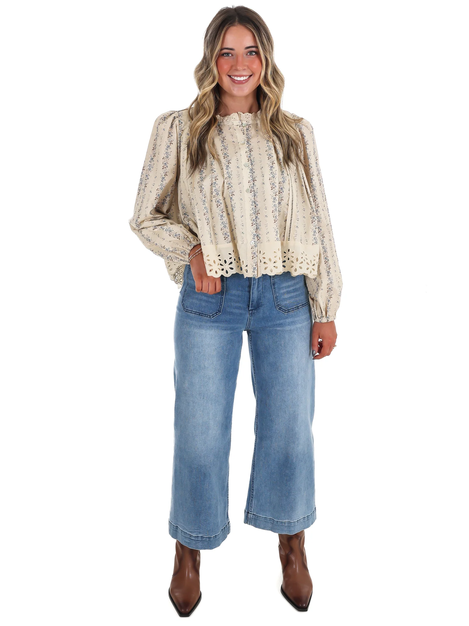 Floral Fields Lace Trim Top - Image 7