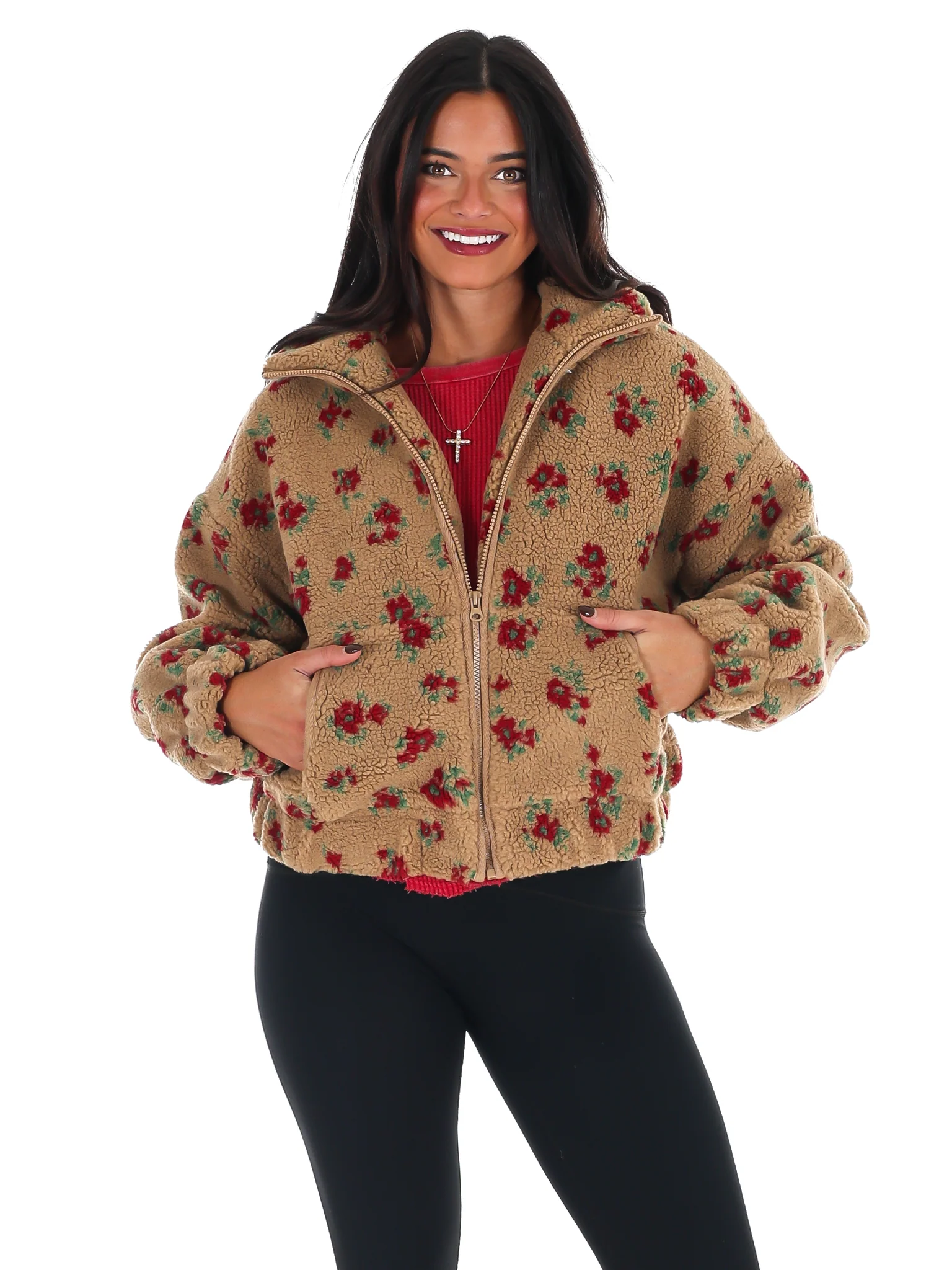 Floral Print Sherpa Jacket Doorbuster - Image 9