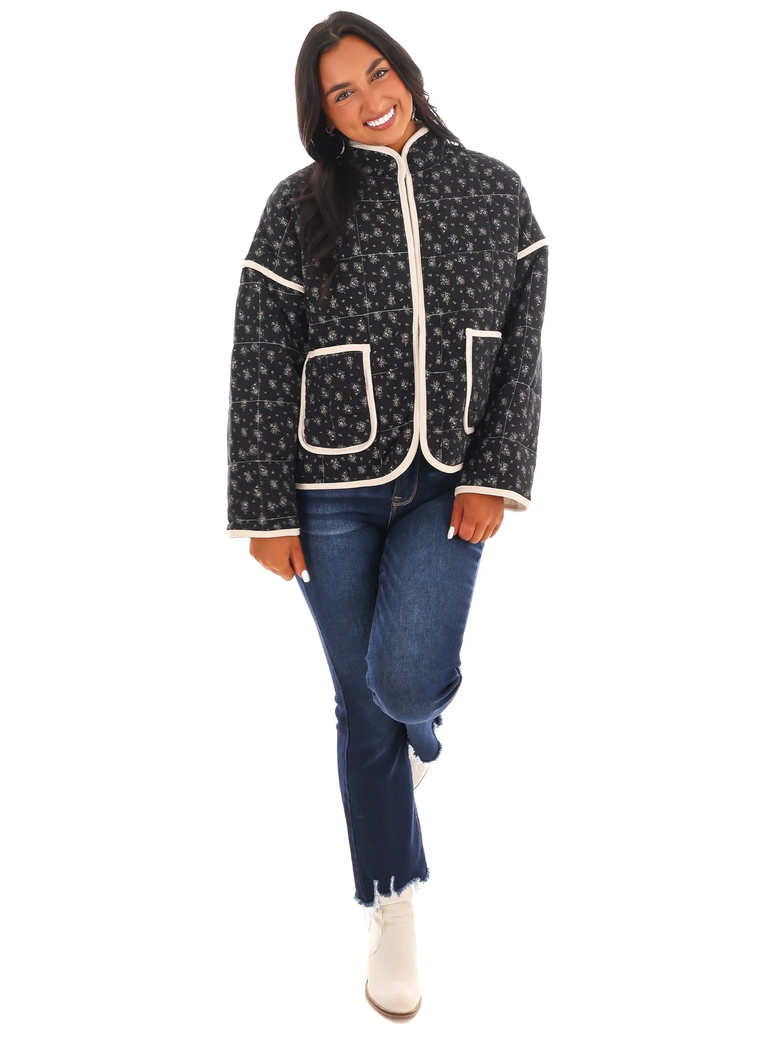 Floral Stitch Quilted Jacket - Image 6