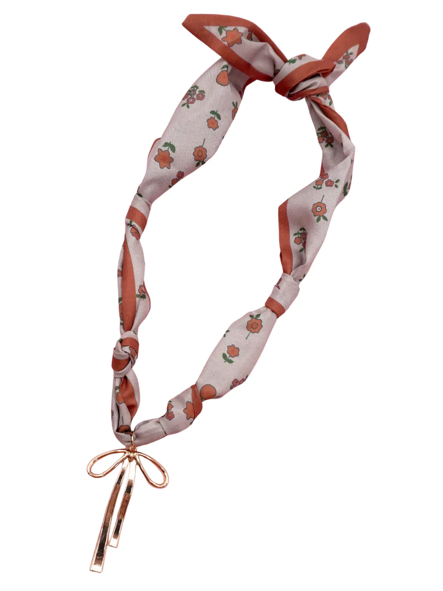 Floral with Bow Scarf Necklace