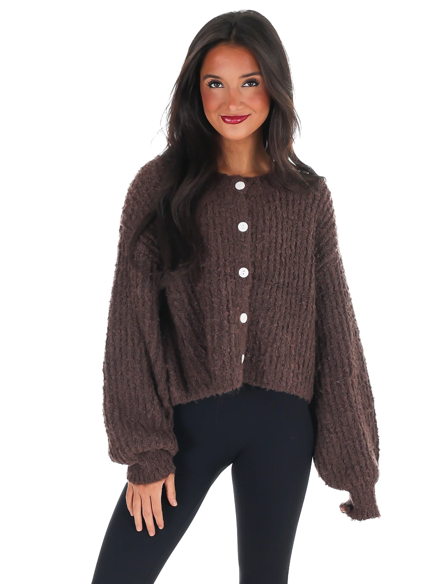 Fluffy Knit Button Up Cardigan Doorbuster - Image 33