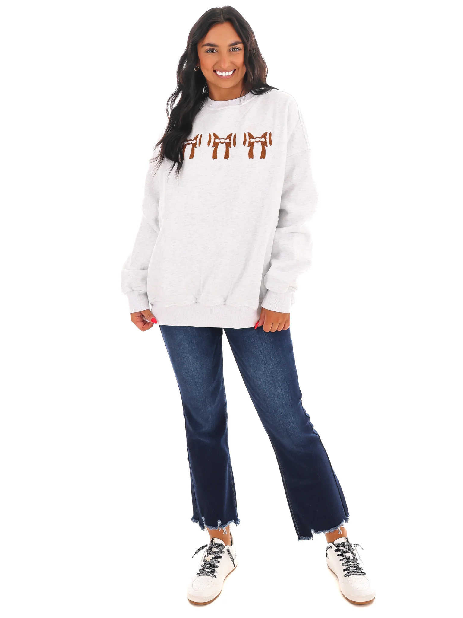 Football Bows Embroider Sweatshirt - Image 2