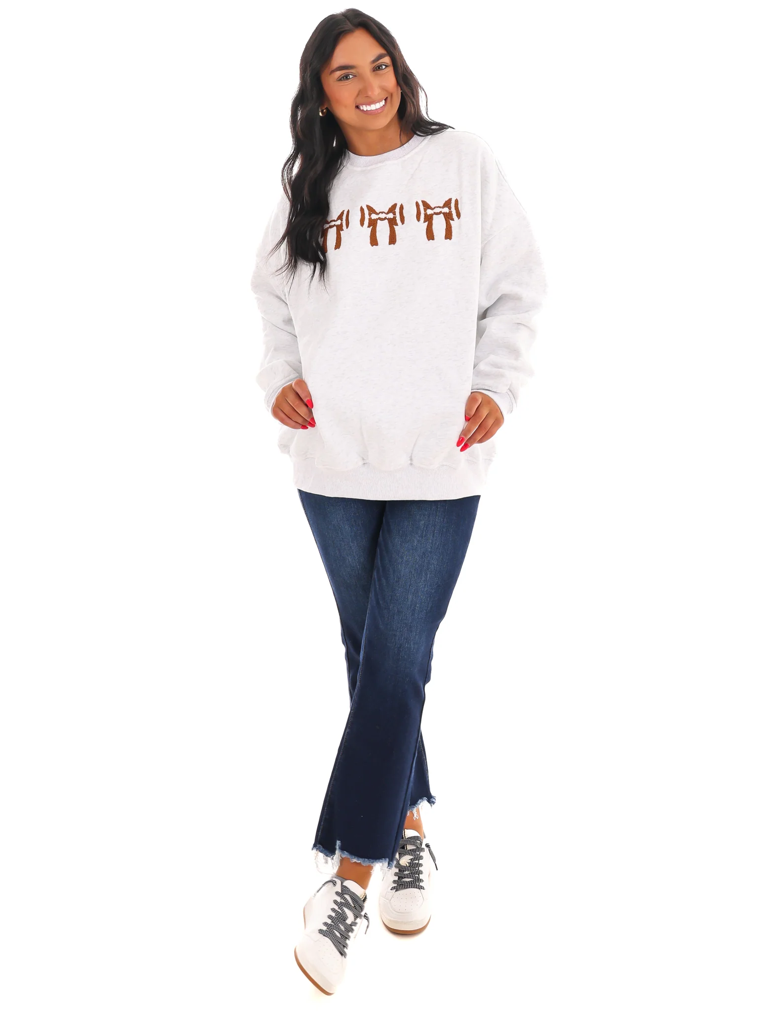 Football Bows Embroider Sweatshirt - Image 4