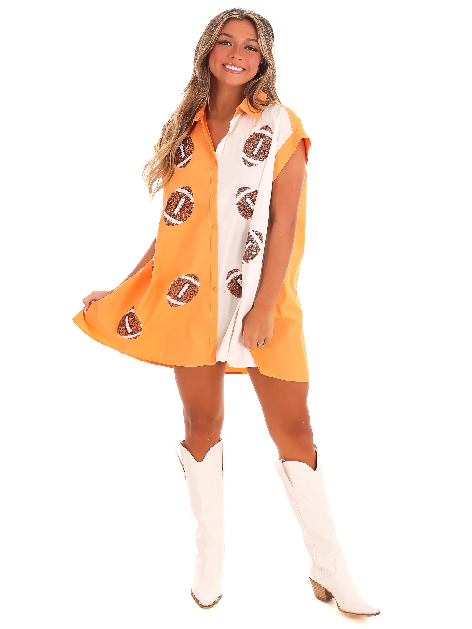 Football Sequins Embroidery Shirt Dress - Image 11