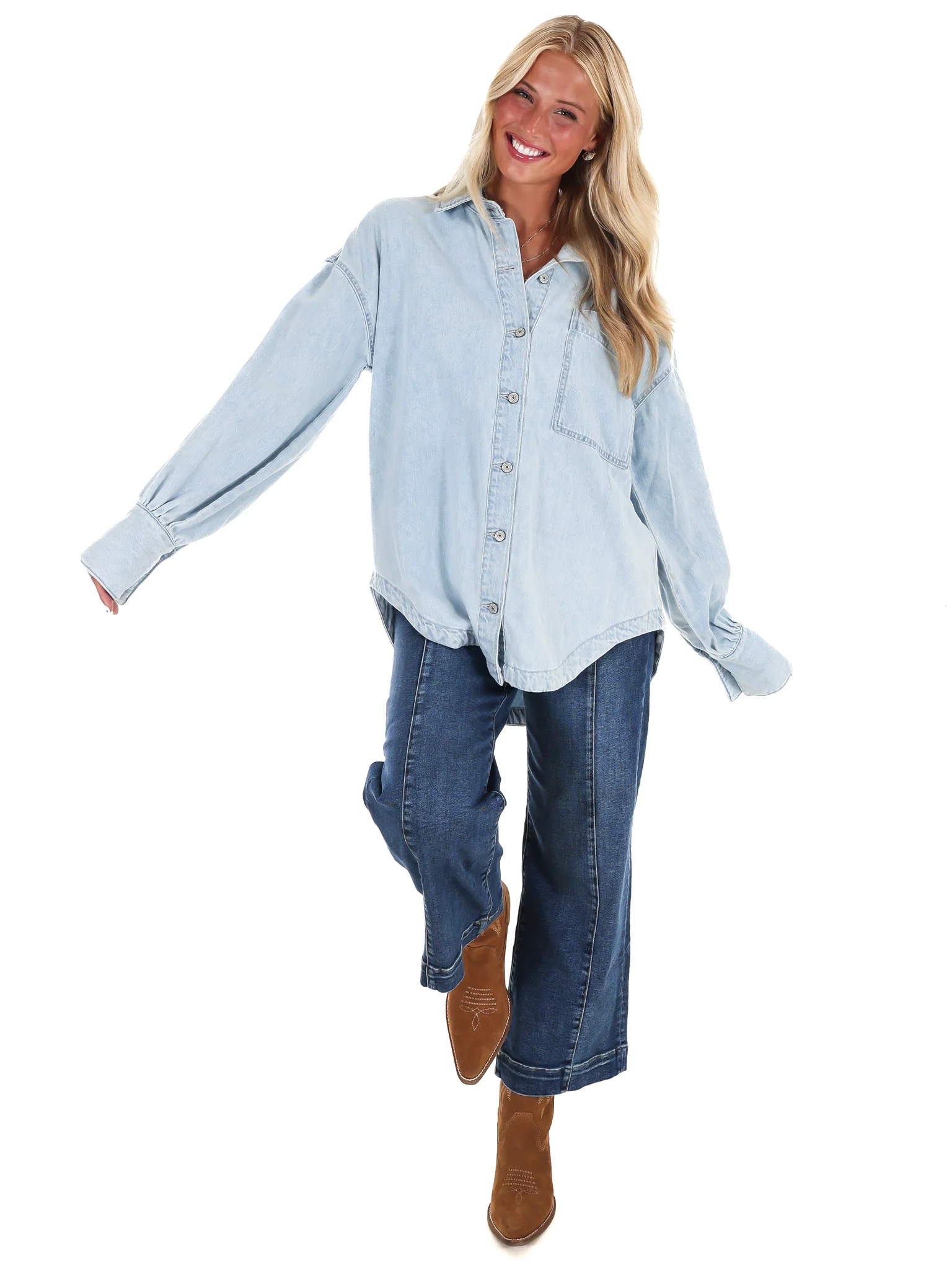 Free People Ashley Denim Shirt - Image 2