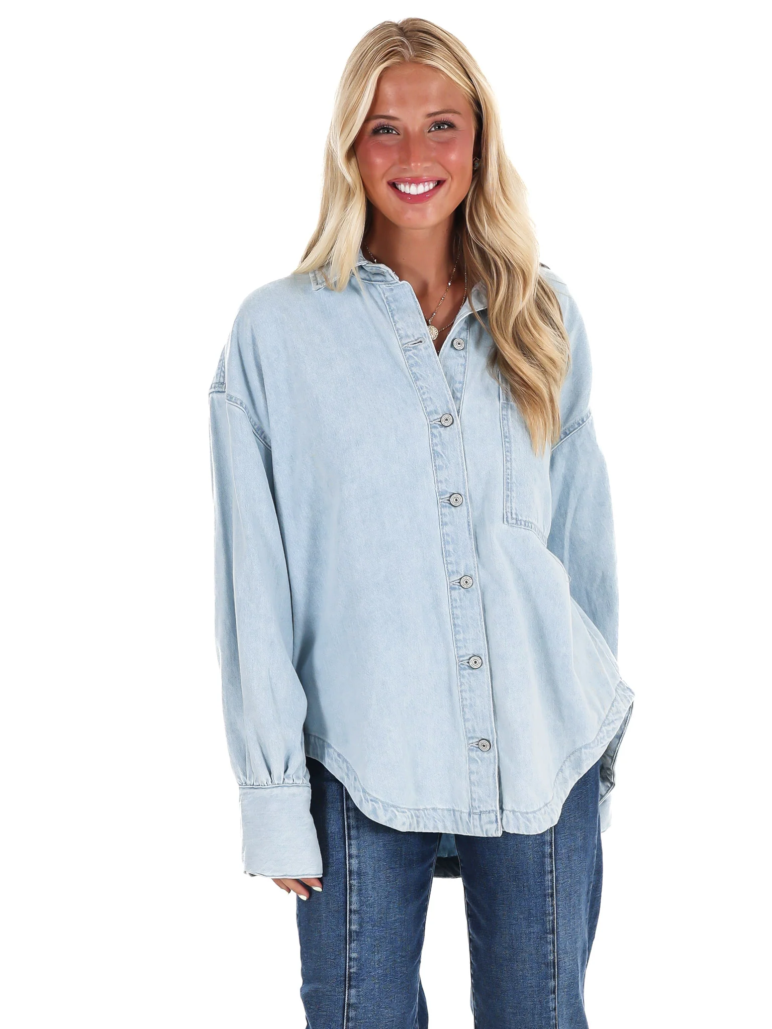 Free People Ashley Denim Shirt - Image 3