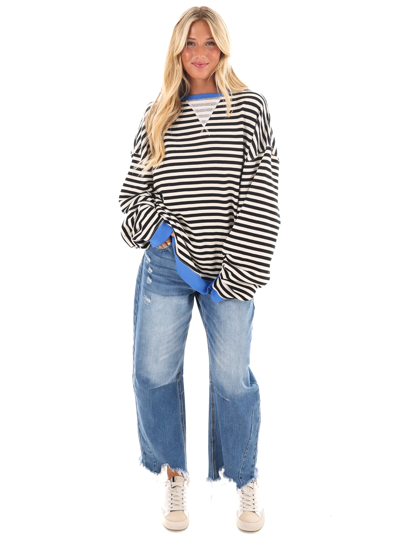 Free People Classic Striped Oversized Crewneck - Image 12