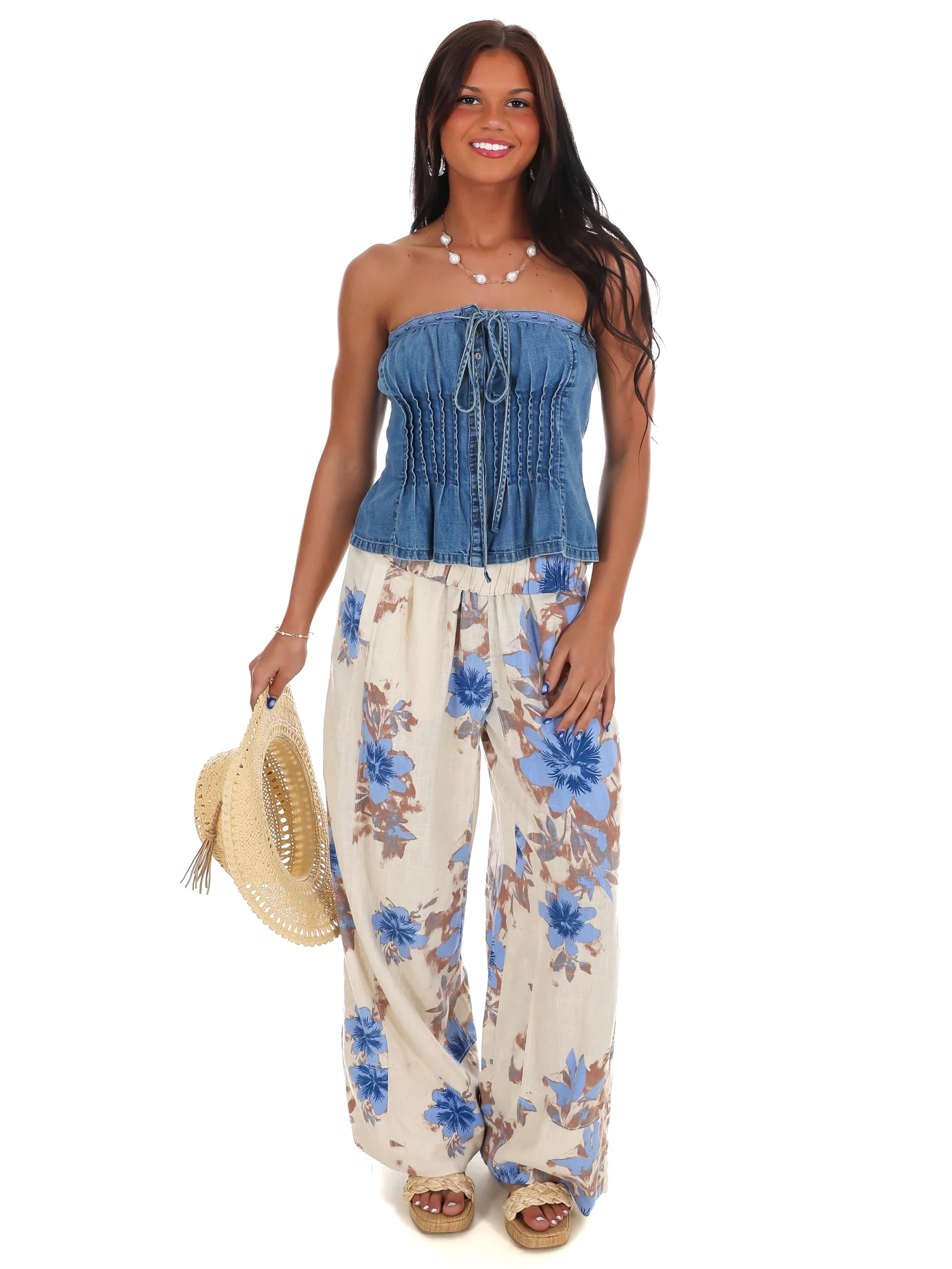 Free People Days End Printed Linen Pull On Pants - Image 5