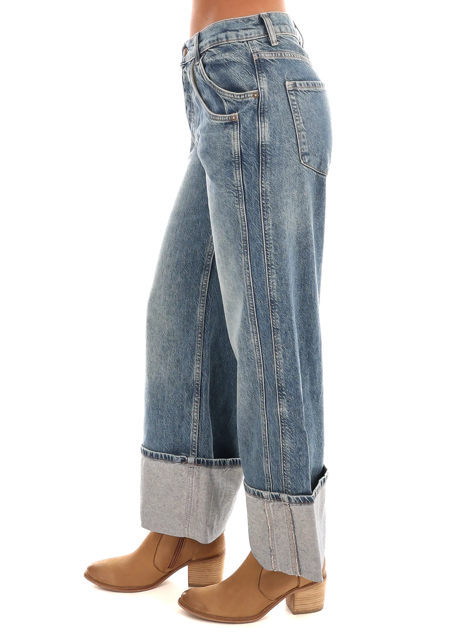 Free People Final Countdown Cuffed Mid Rise Jeans - Image 2