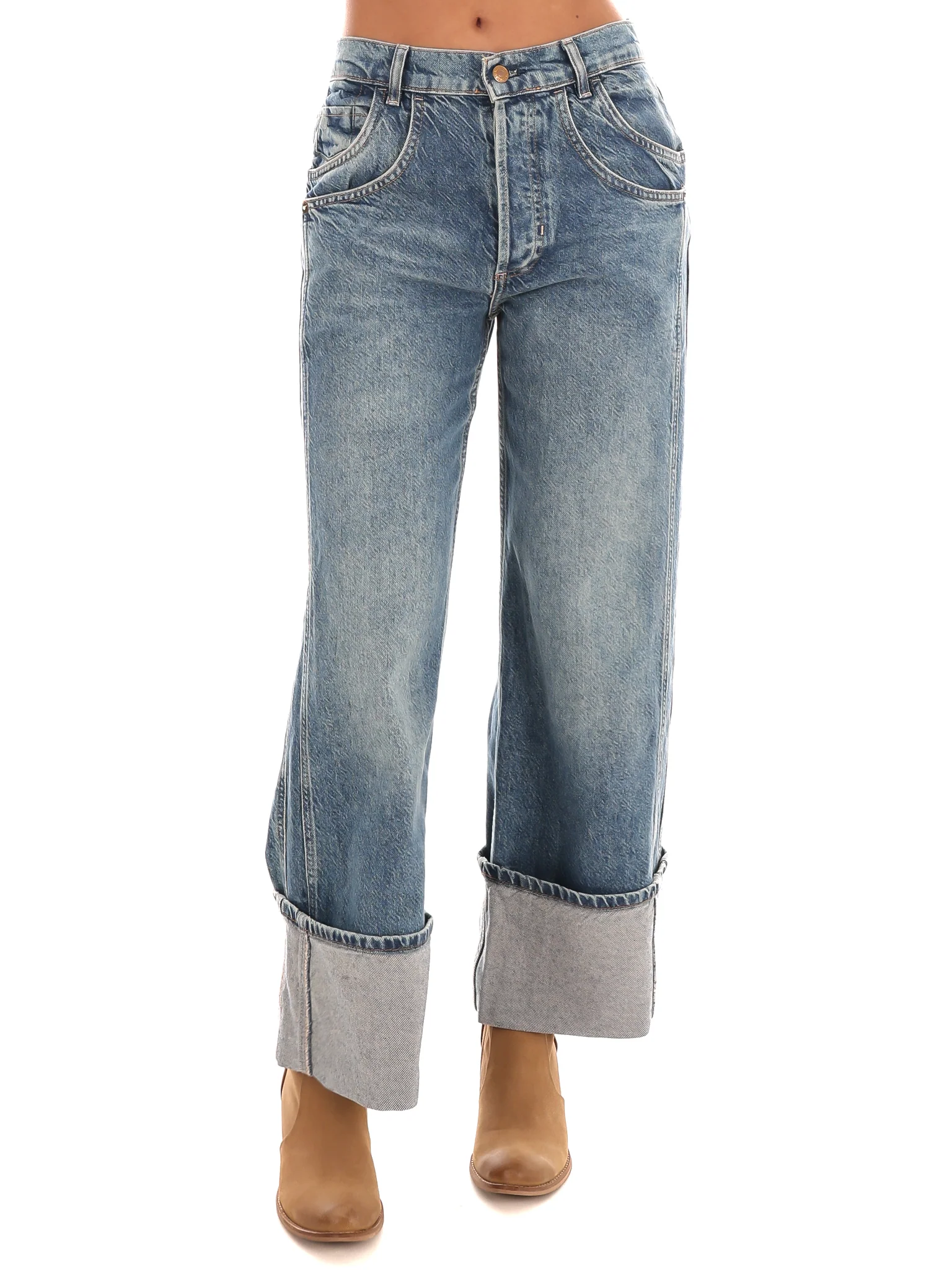 Free People Final Countdown Cuffed Mid Rise Jeans - Image 4