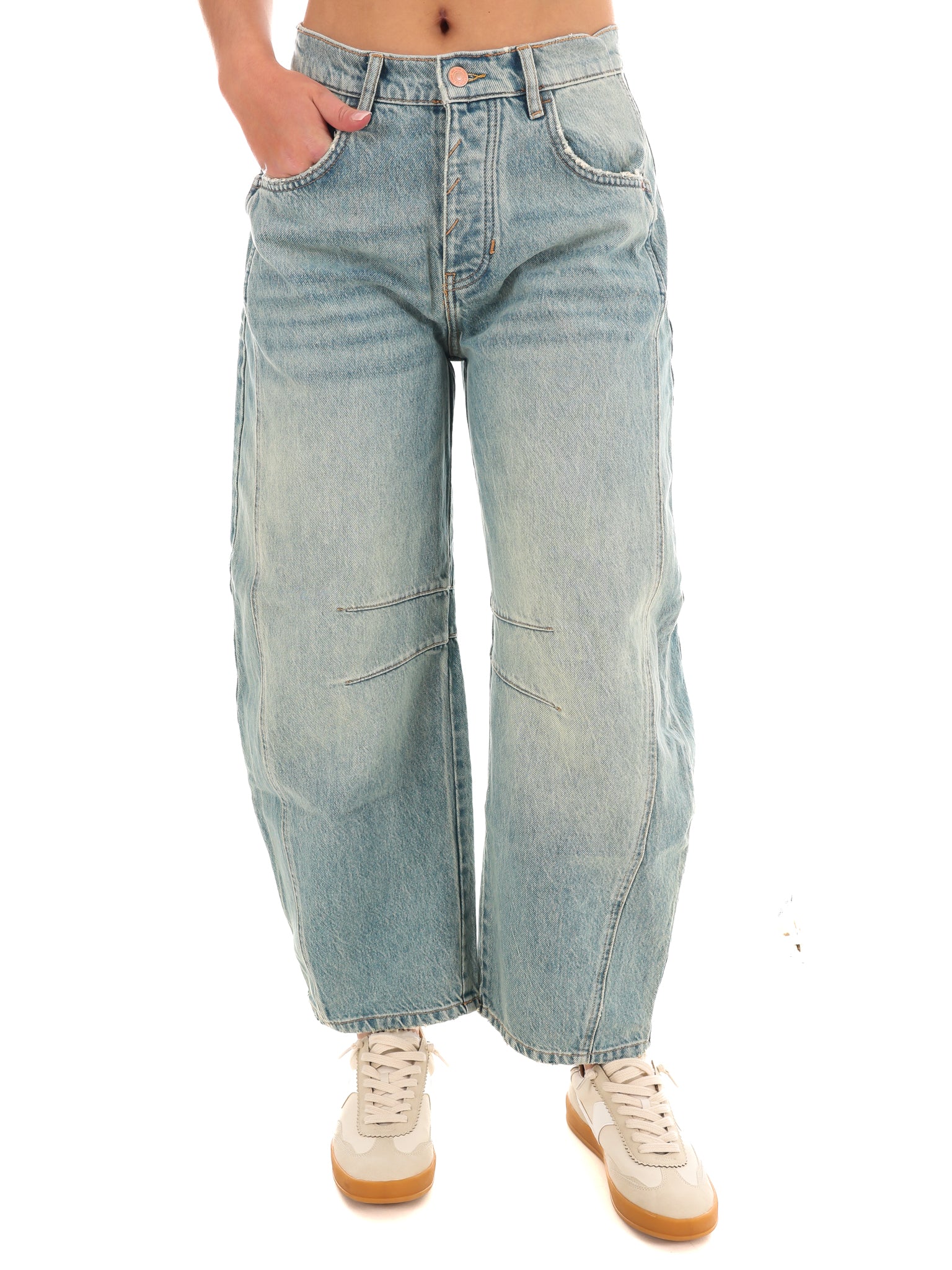 Free People Good Luck Mid Rise Barrel Jeans - Image 12