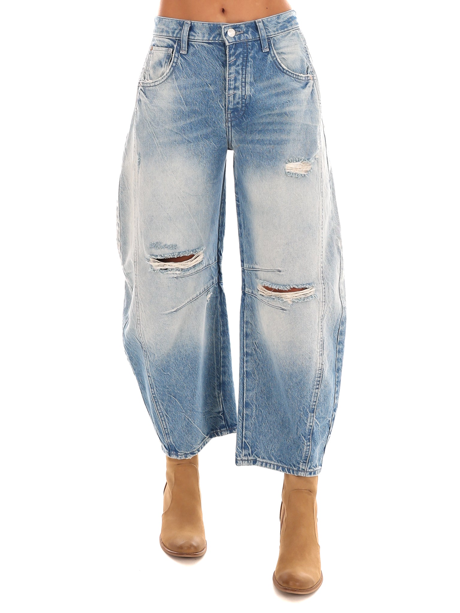 Free People Good Luck Mid Rise Barrel Jeans - Image 5