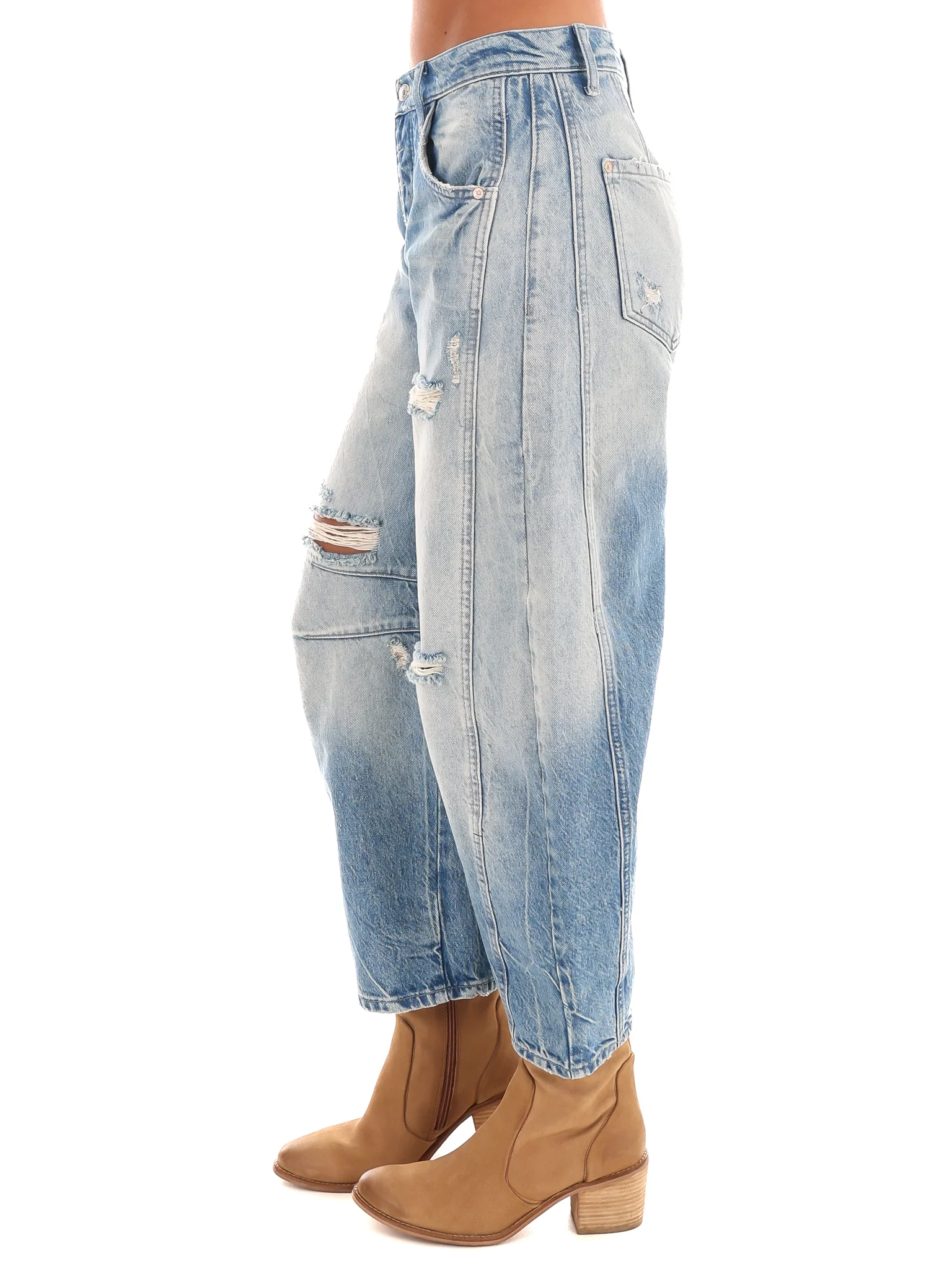 Free People Good Luck Mid Rise Barrel Jeans - Image 6
