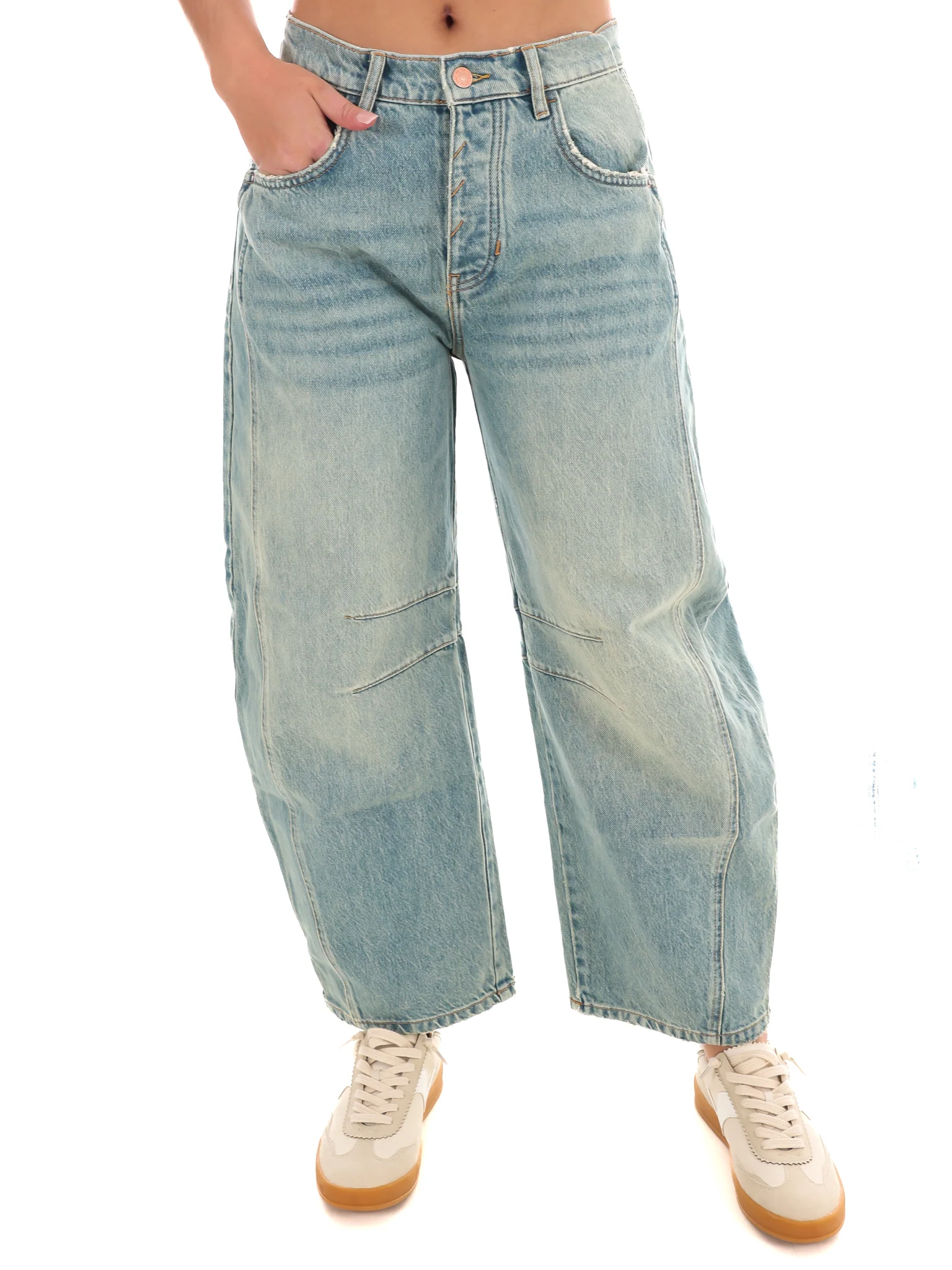 Free People Good Luck Mid Rise Barrel Jeans - Image 9