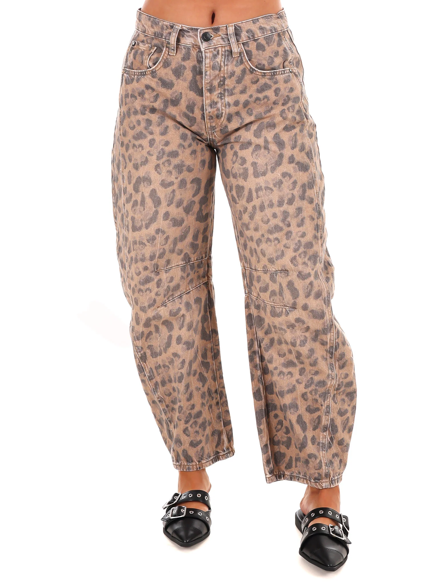 Free People Good Luck Printed Barrel Jeans - Image 4