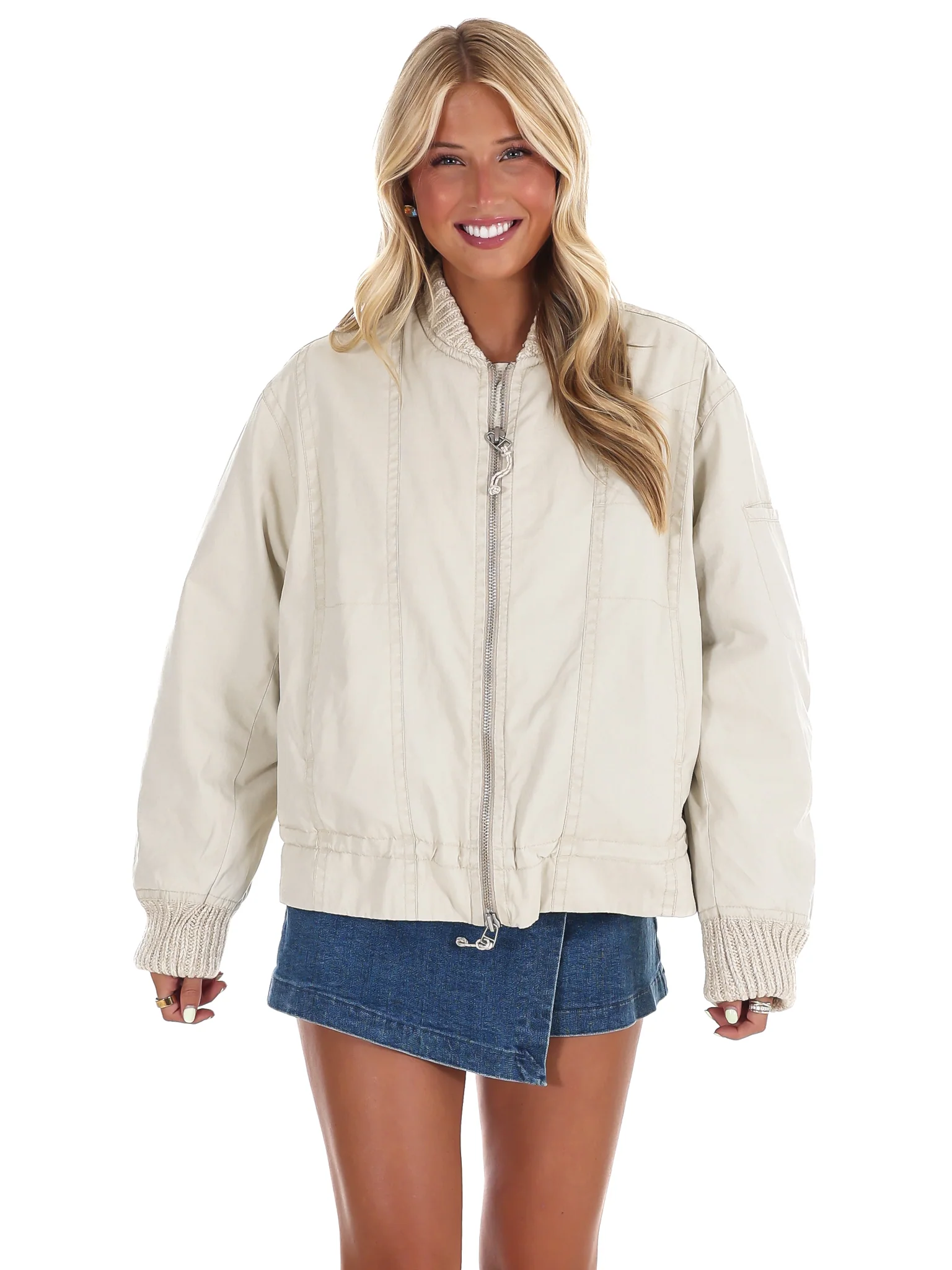 Free People Jax Washed Bomber Jacket - Image 5