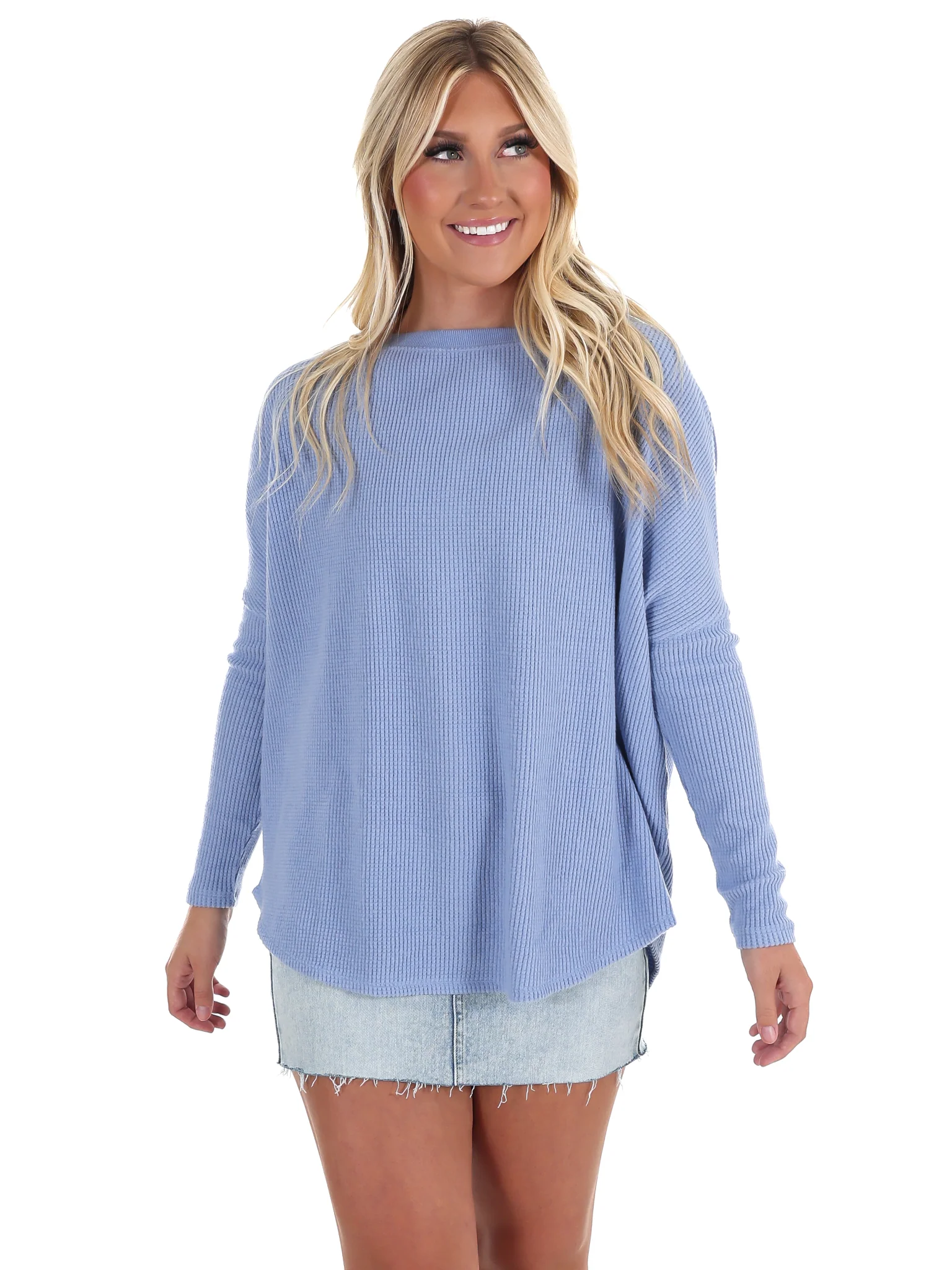 Free People Latte Blues Thermal Solid Top - Image 12