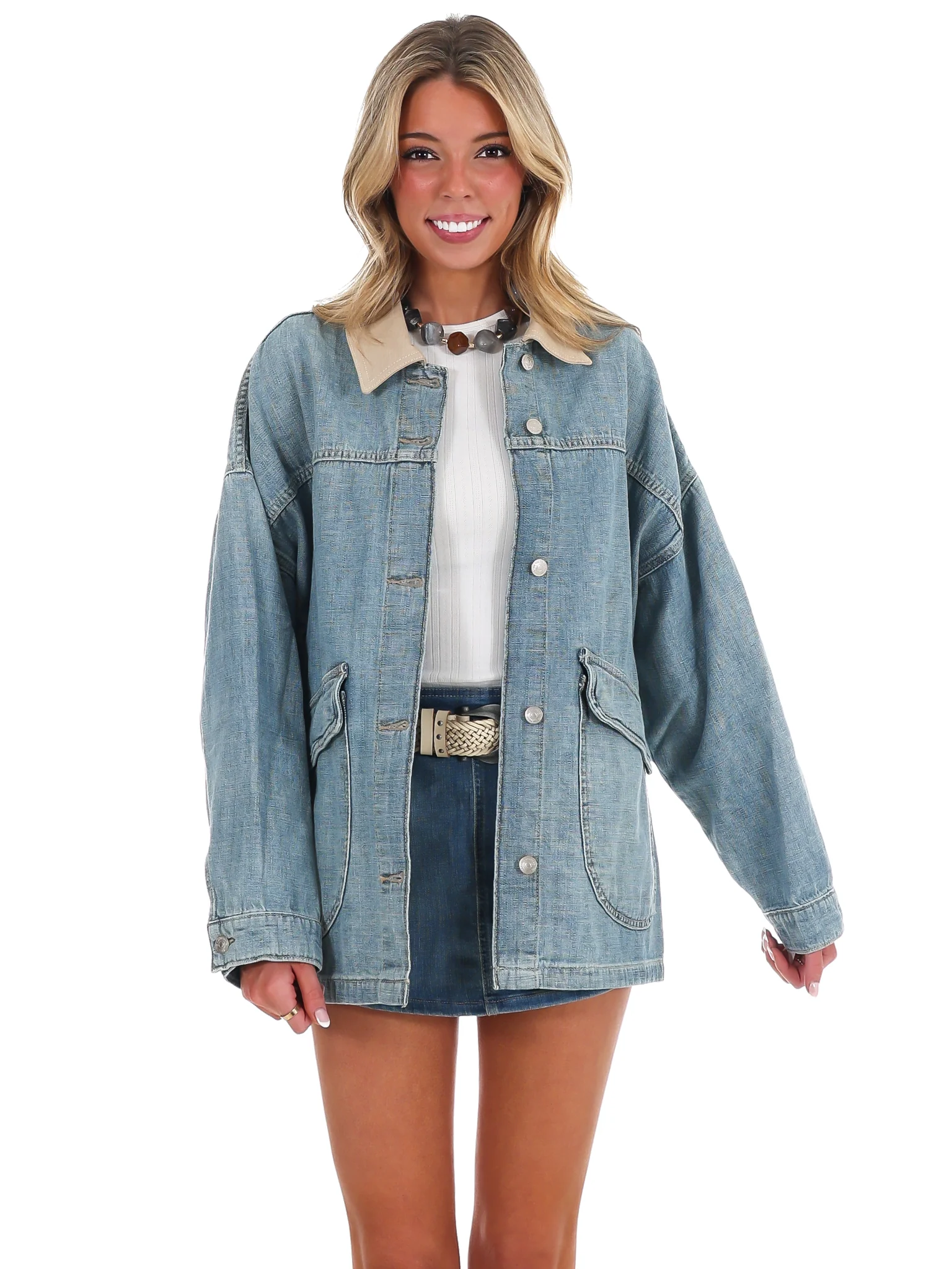 Free People Lemon Denim Jacket - Image 3