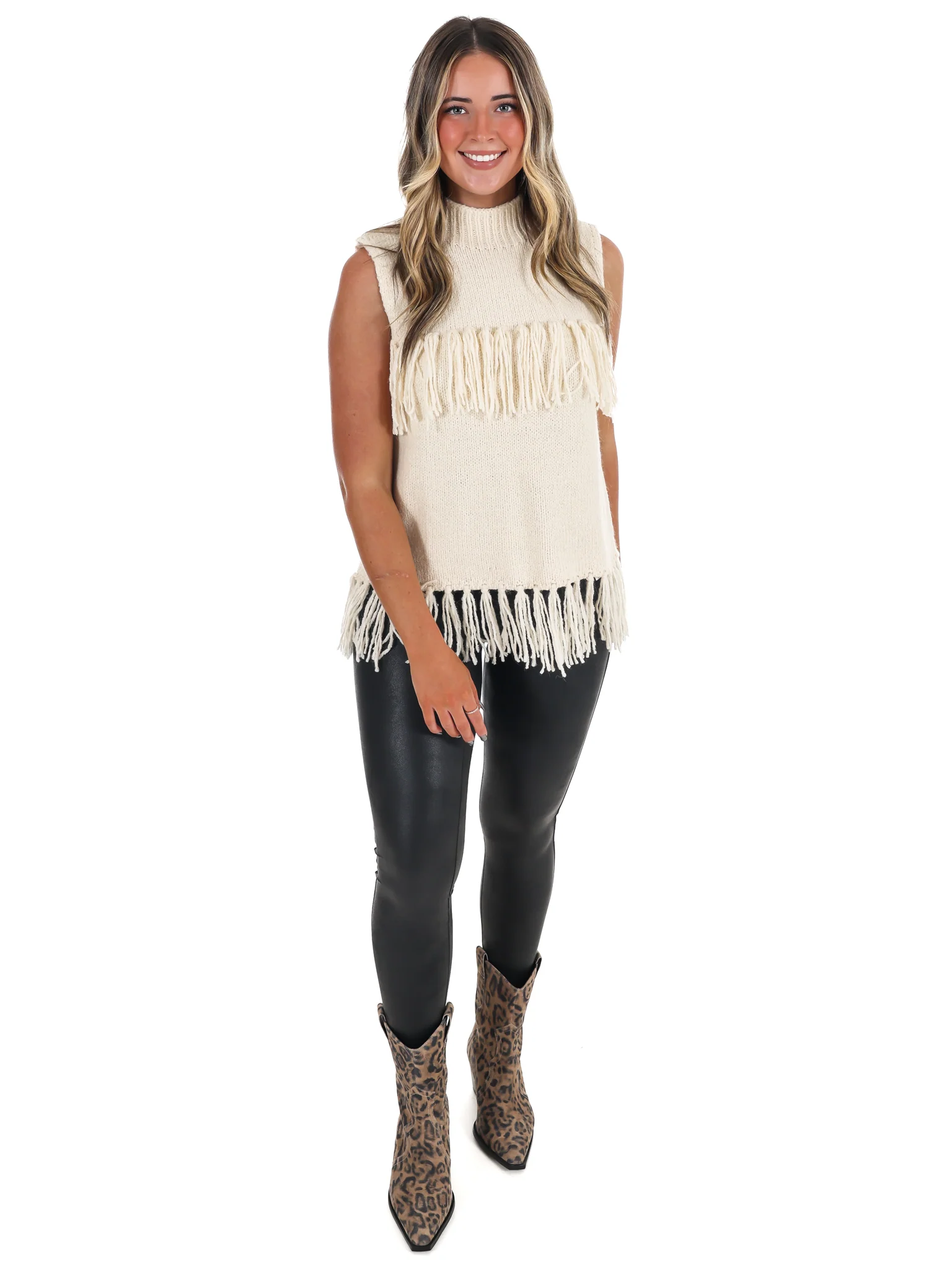 Fringe Sleeveless Sweater Top - Image 11