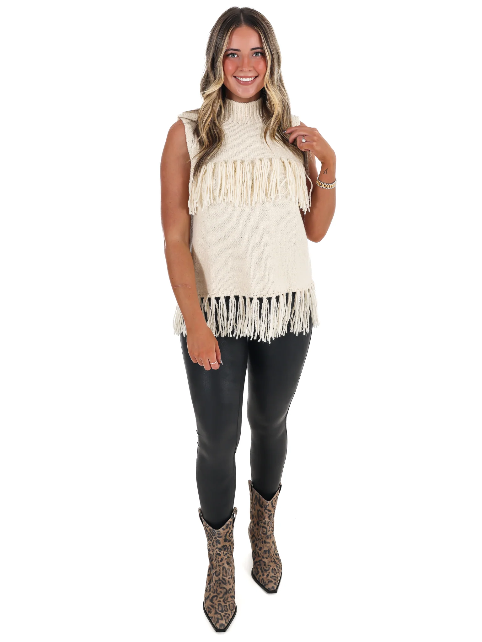 Fringe Sleeveless Sweater Top - Image 13