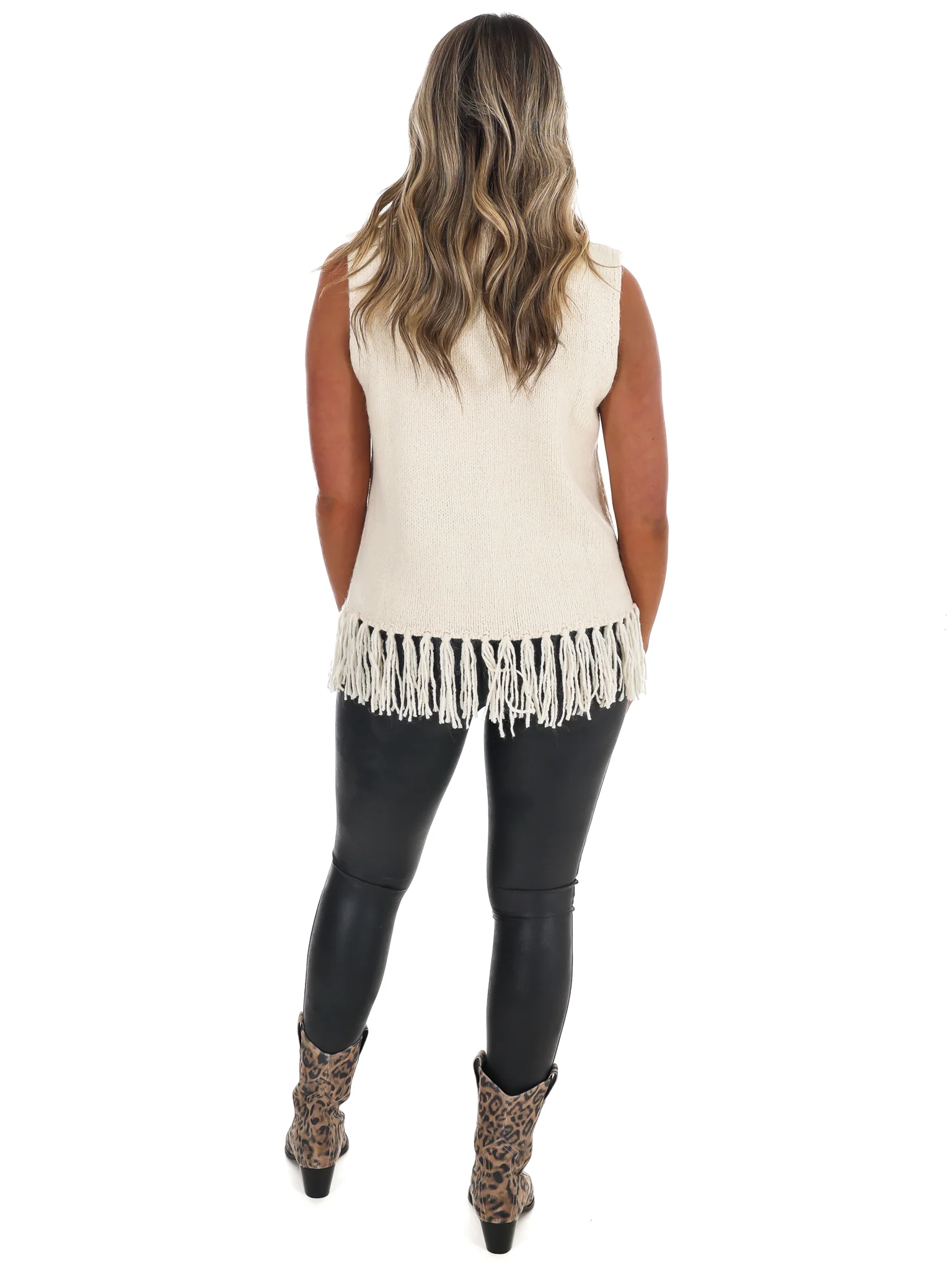 Fringe Sleeveless Sweater Top - Image 15