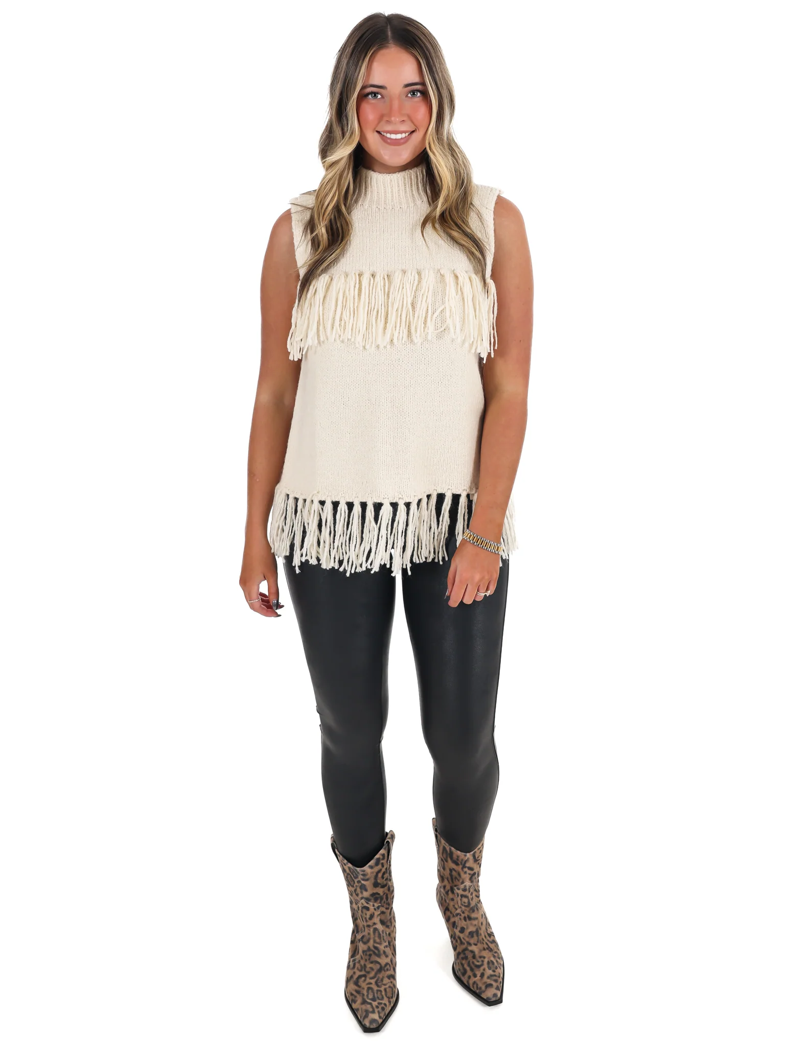 Fringe Sleeveless Sweater Top - Image 9