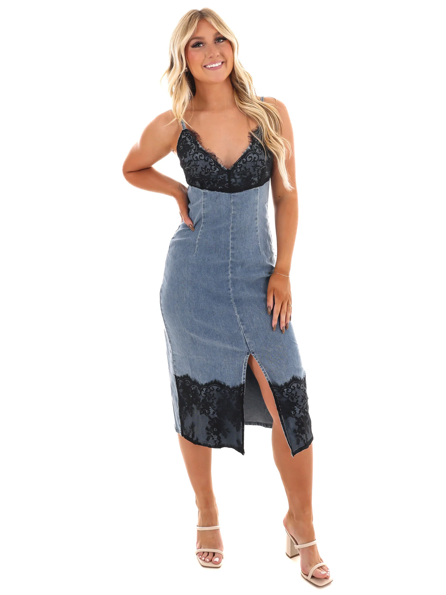 Frontier Flare Denim Midi Dress - Image 7