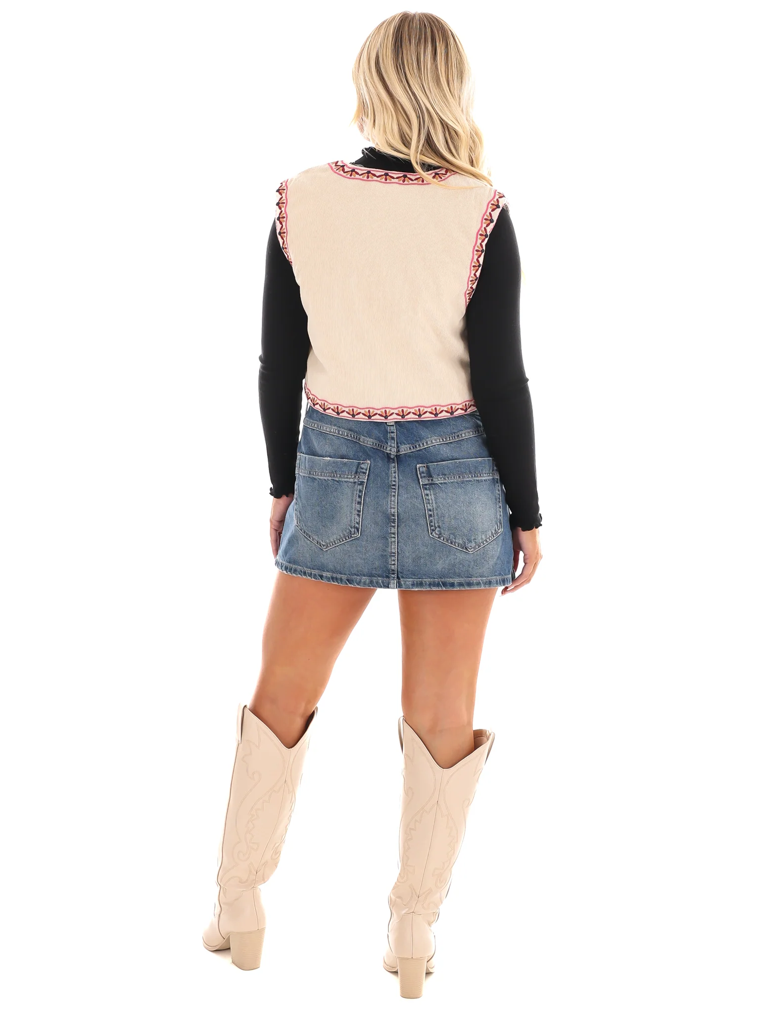 Fun and Flirty Corduroy Floral Vest - Image 7