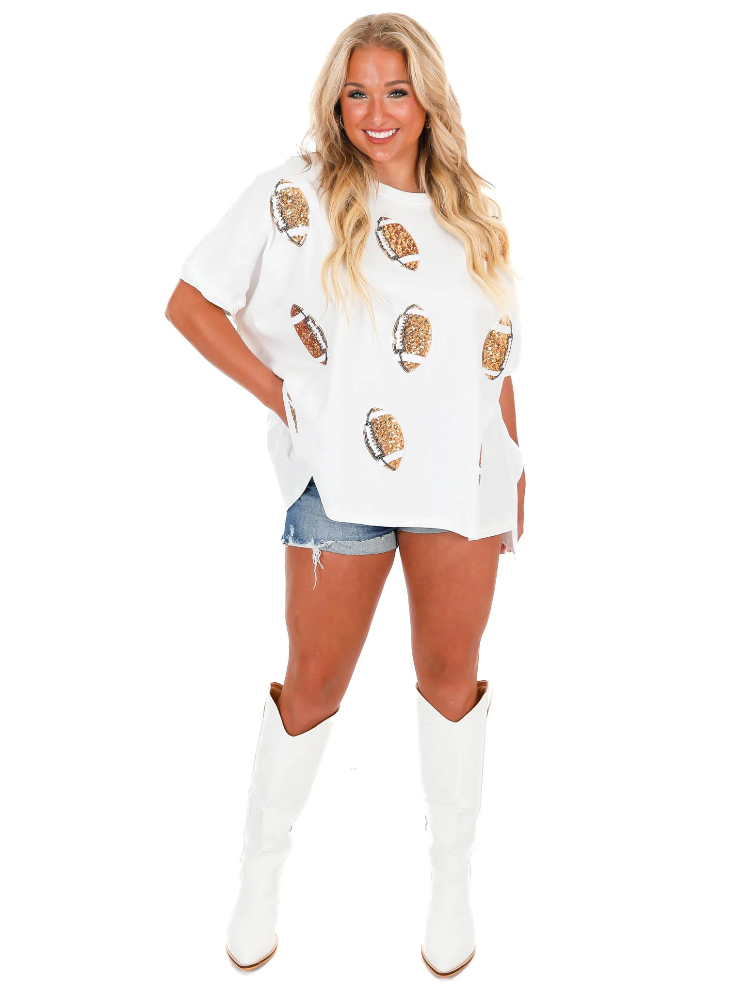 Game Ball Sequin Football Patch Top - Image 12