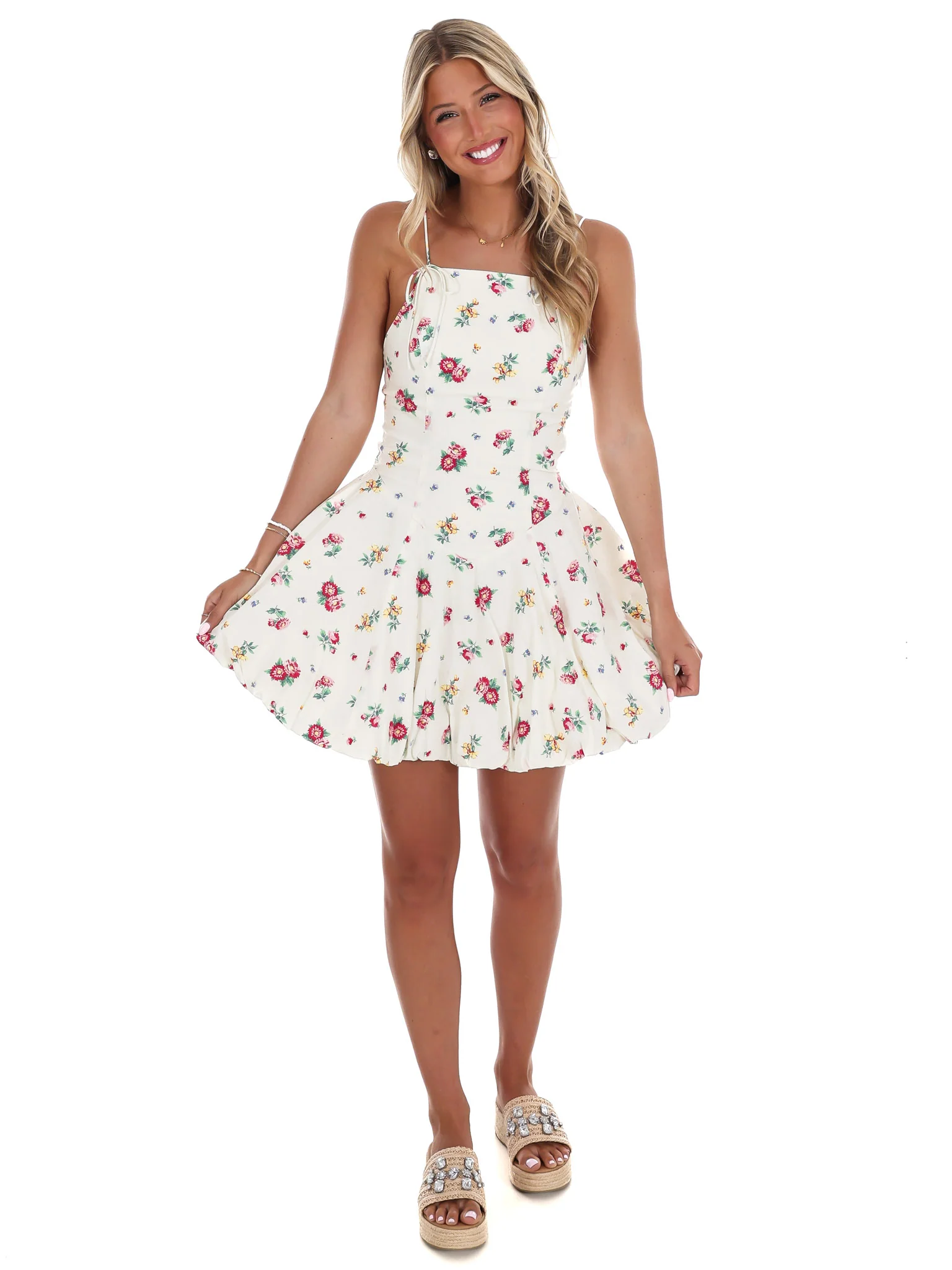 Garden Glow Floral Mini Dress - Image 2
