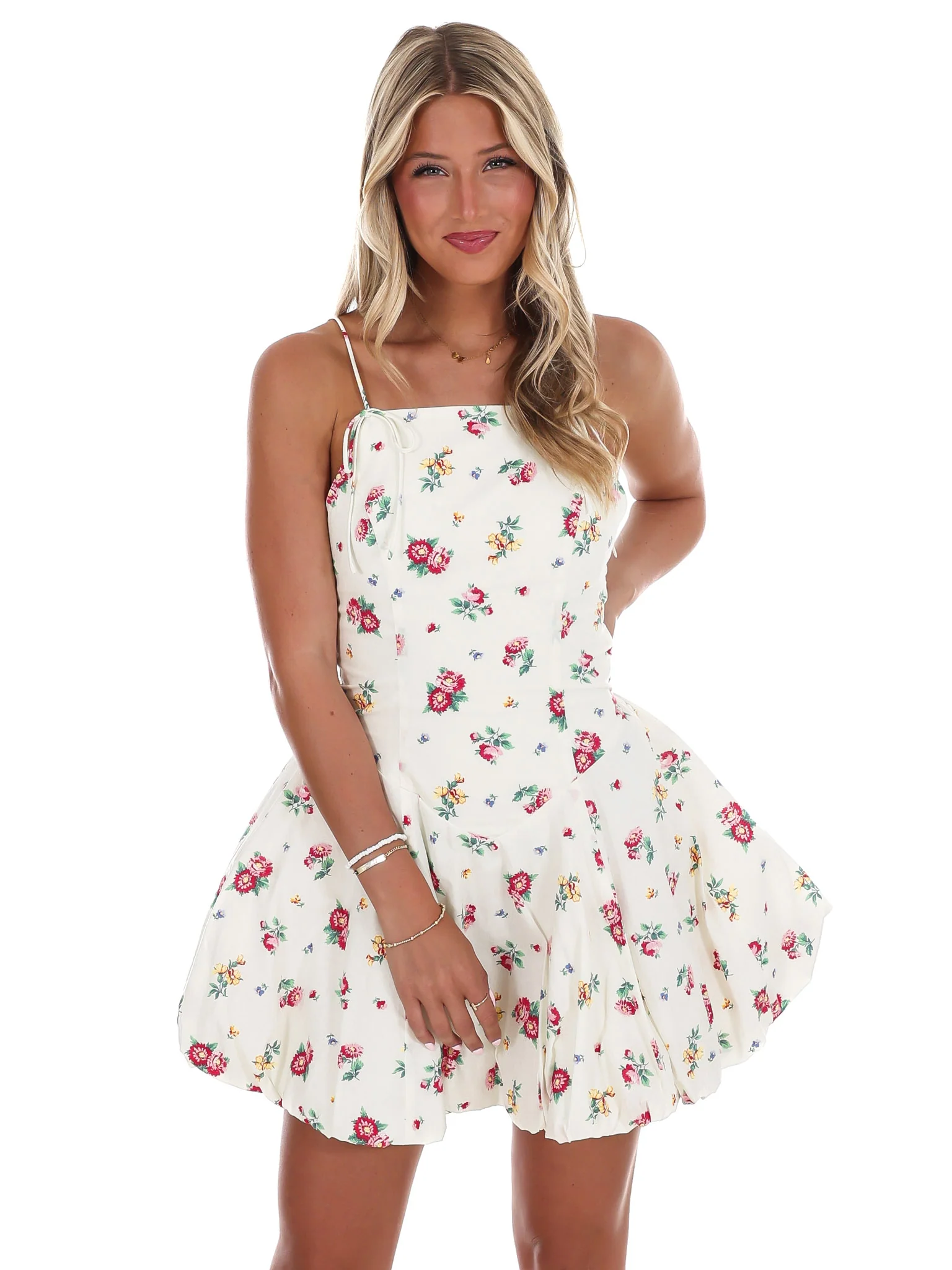 Garden Glow Floral Mini Dress - Image 3