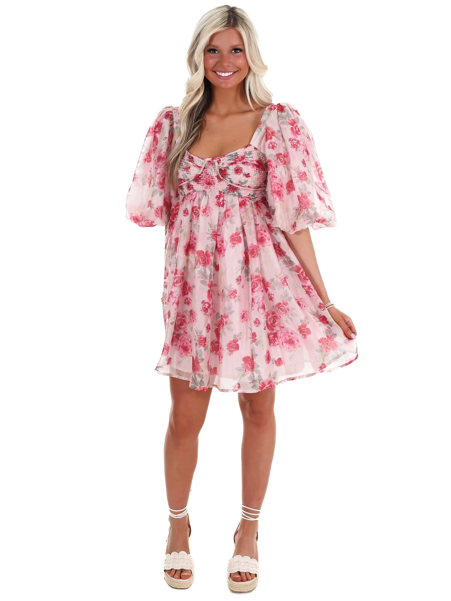 Garden Hues Floral Mini Dress - Image 4