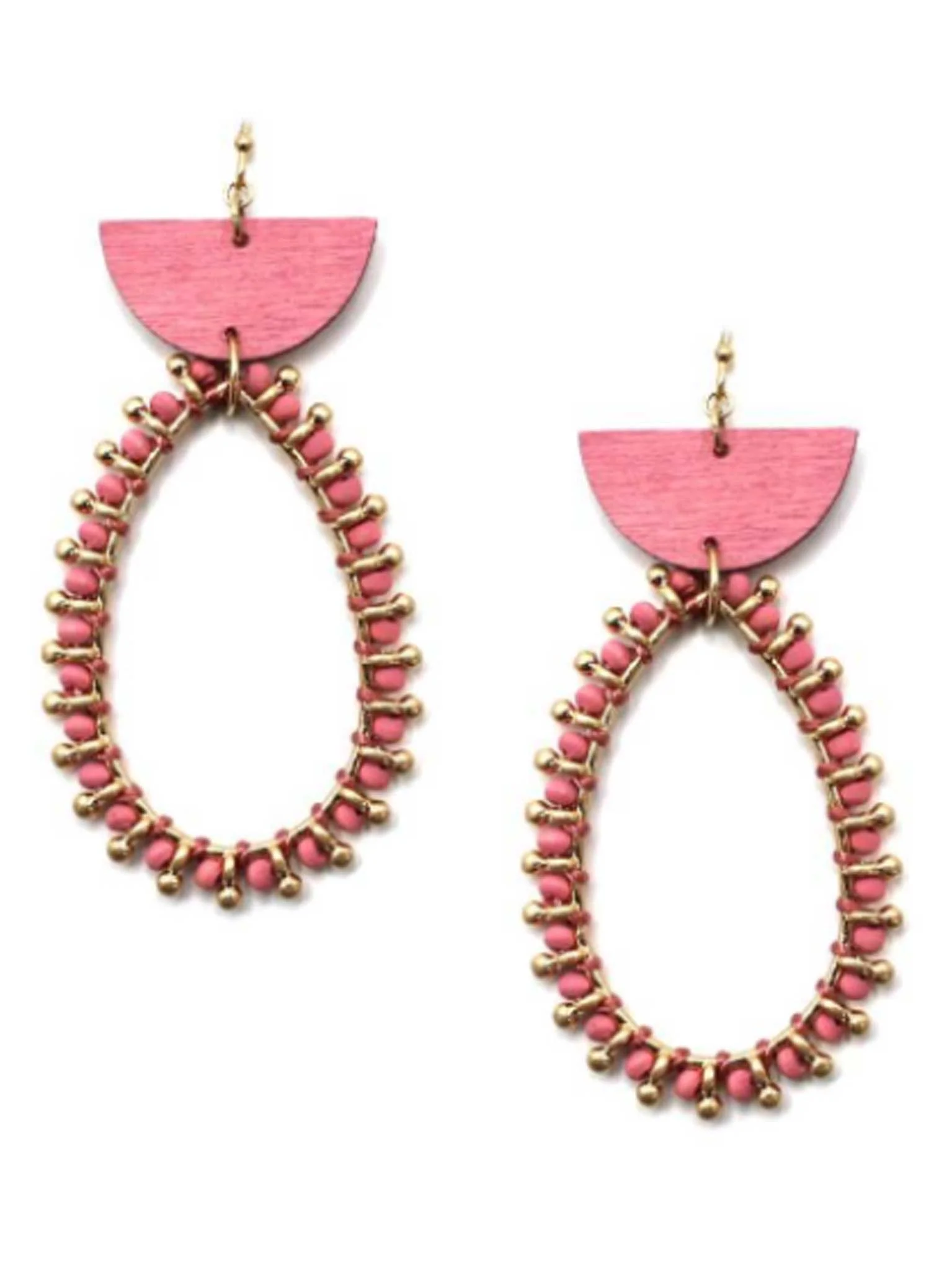 Geometric Beaded Teardrop Earrings - Image 2