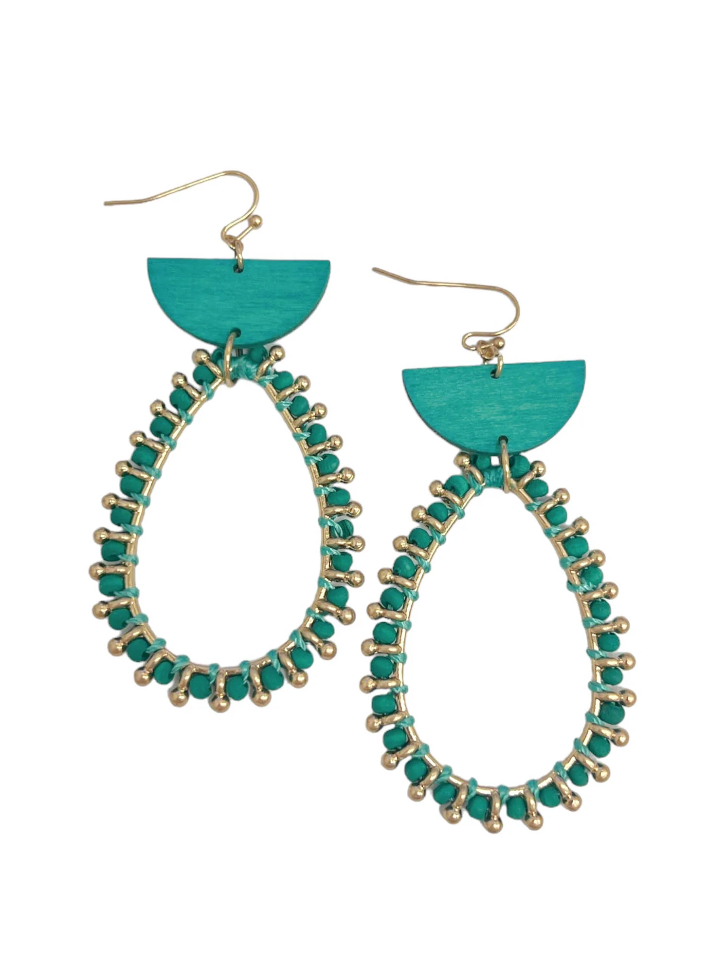 Geometric Beaded Teardrop Earrings - Image 4