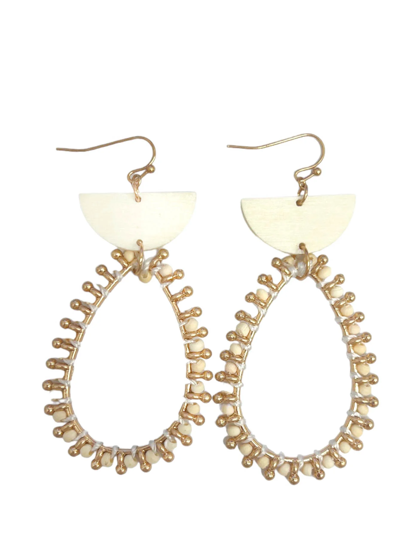Geometric Beaded Teardrop Earrings - Image 5