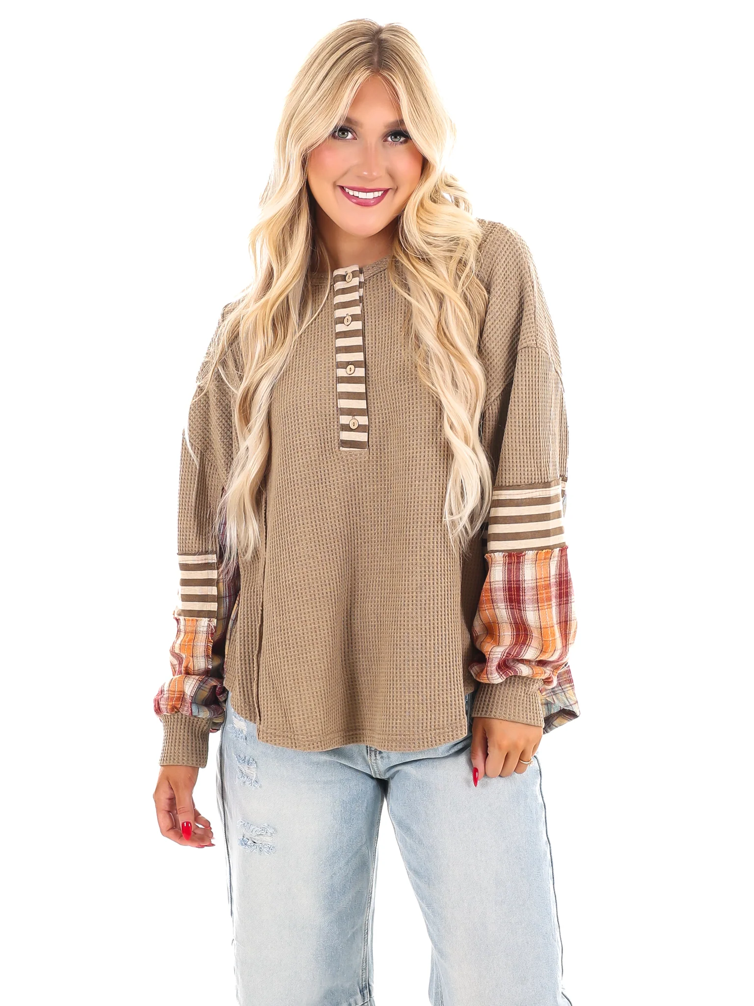 Get A Move On Plaid Thermal Top - Image 3