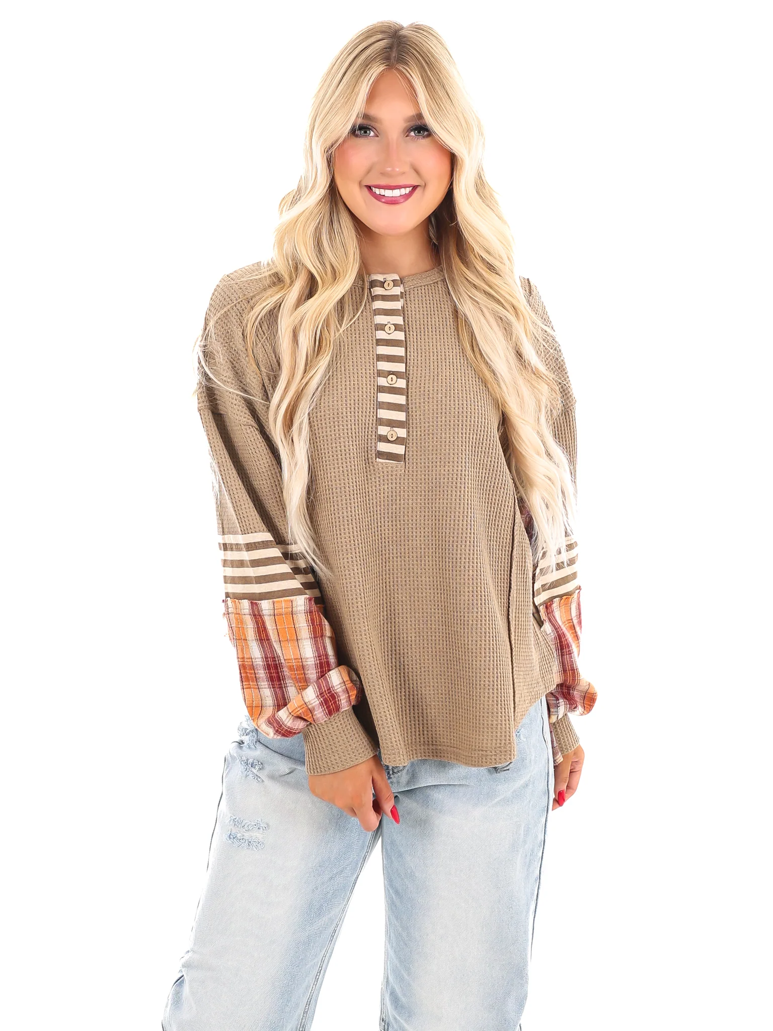 Get A Move On Plaid Thermal Top - Image 5