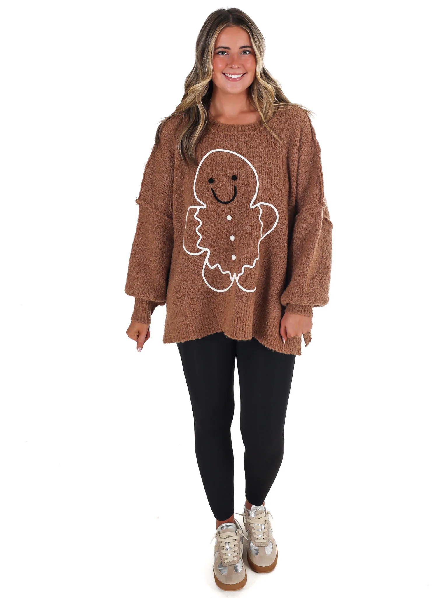Gingerbread Man Oversized Sweater Top - Image 2