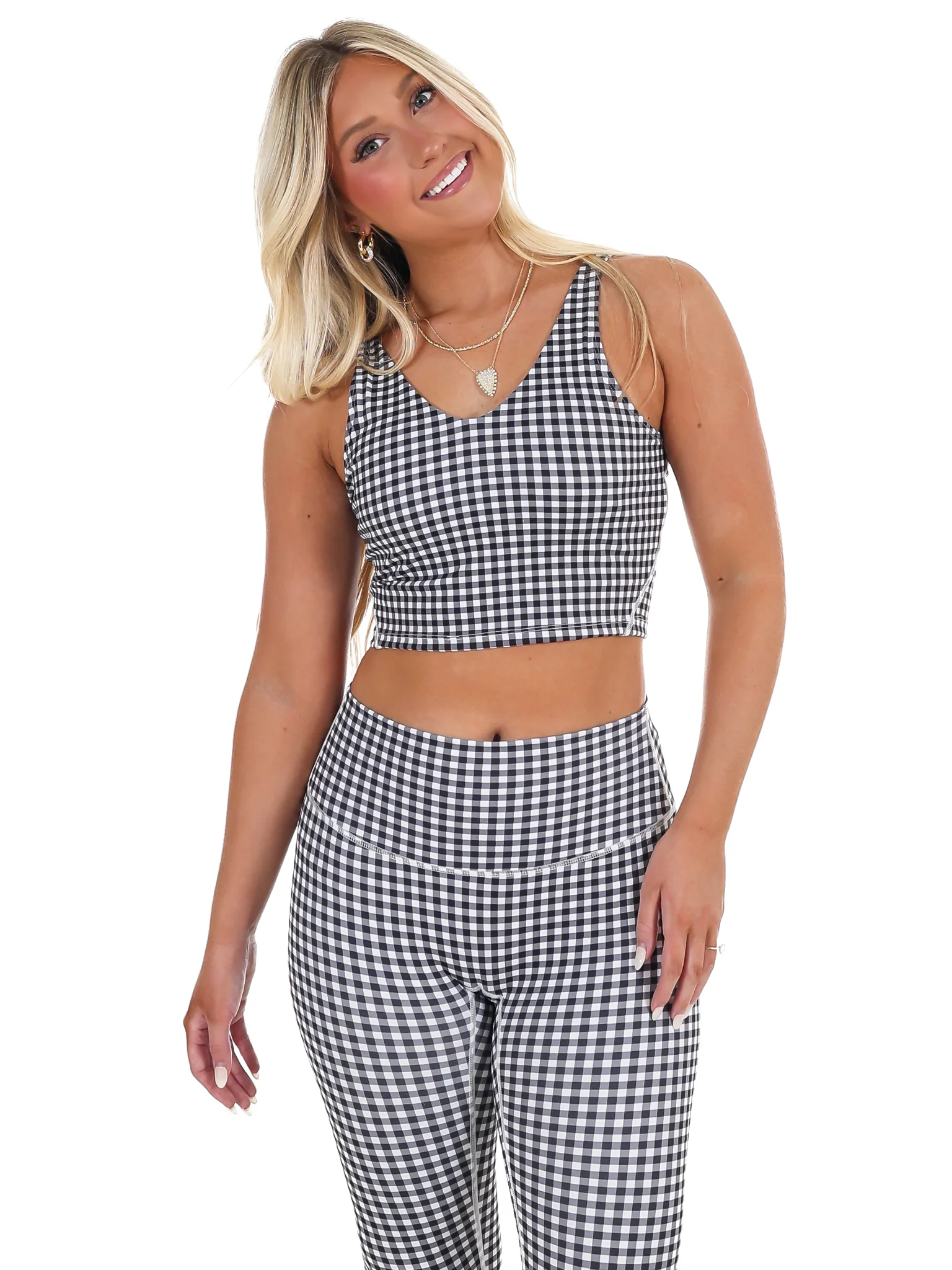 Gingham Glow Cropped Tank Top - Image 11