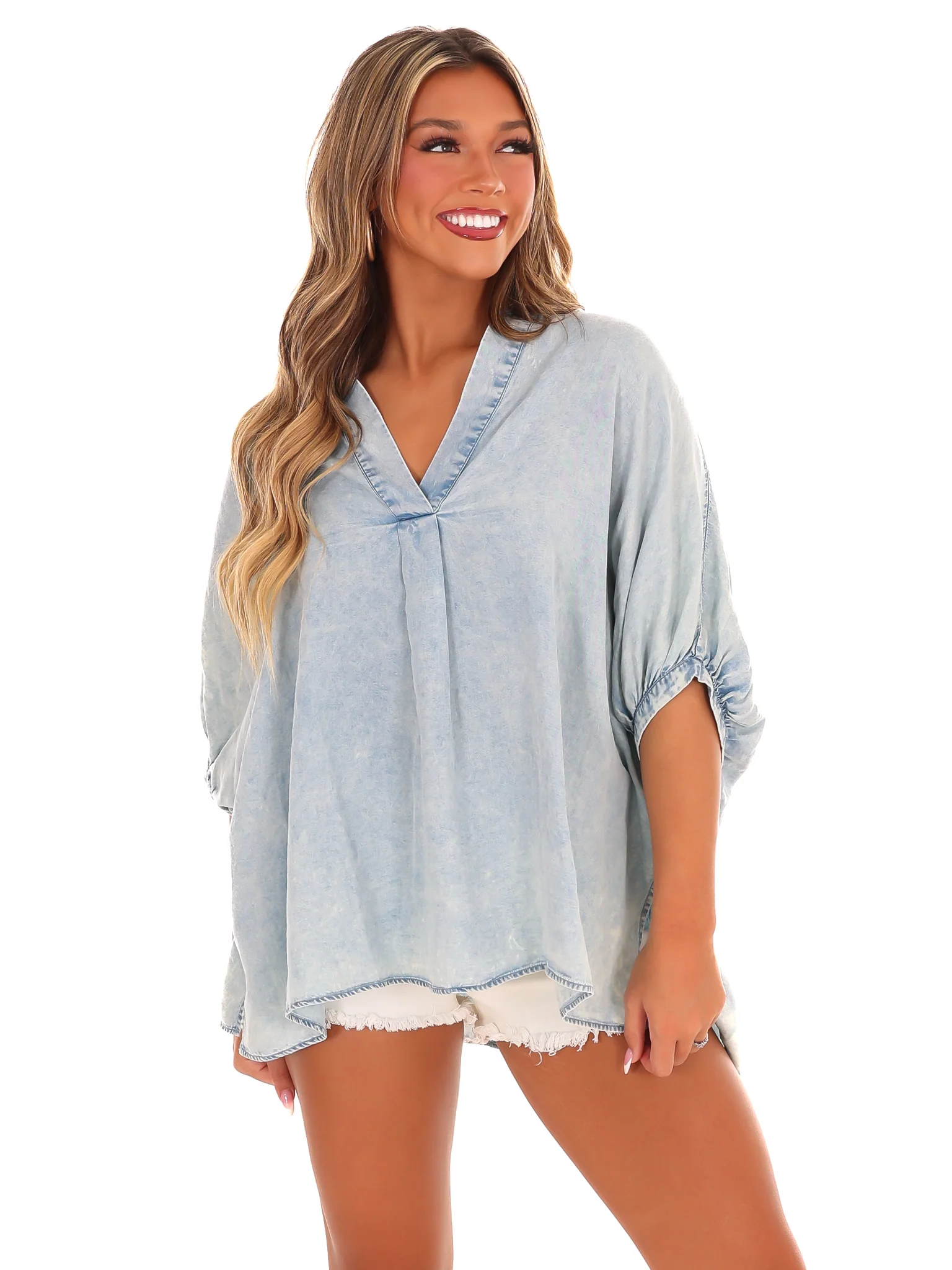 Giving You Up Oversized Denim Top